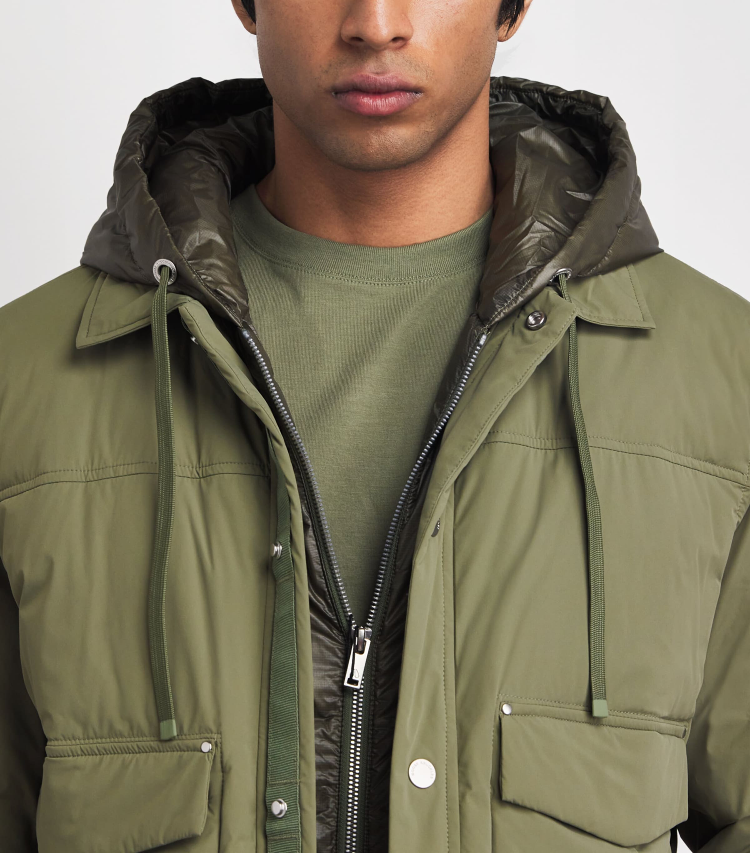 Moose Knuckles Mens Down Brixton Trucker Jacket UPF 50+ Artichoke Image 3