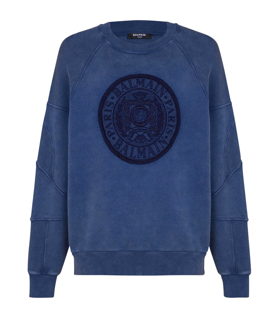 Cotton Embroidered Sweatshirt 6CX BLEU Image 1