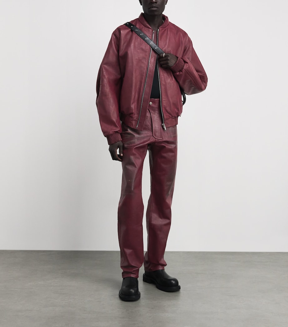424 Mens Leather Moto Trousers Pigeon Bld Image 2