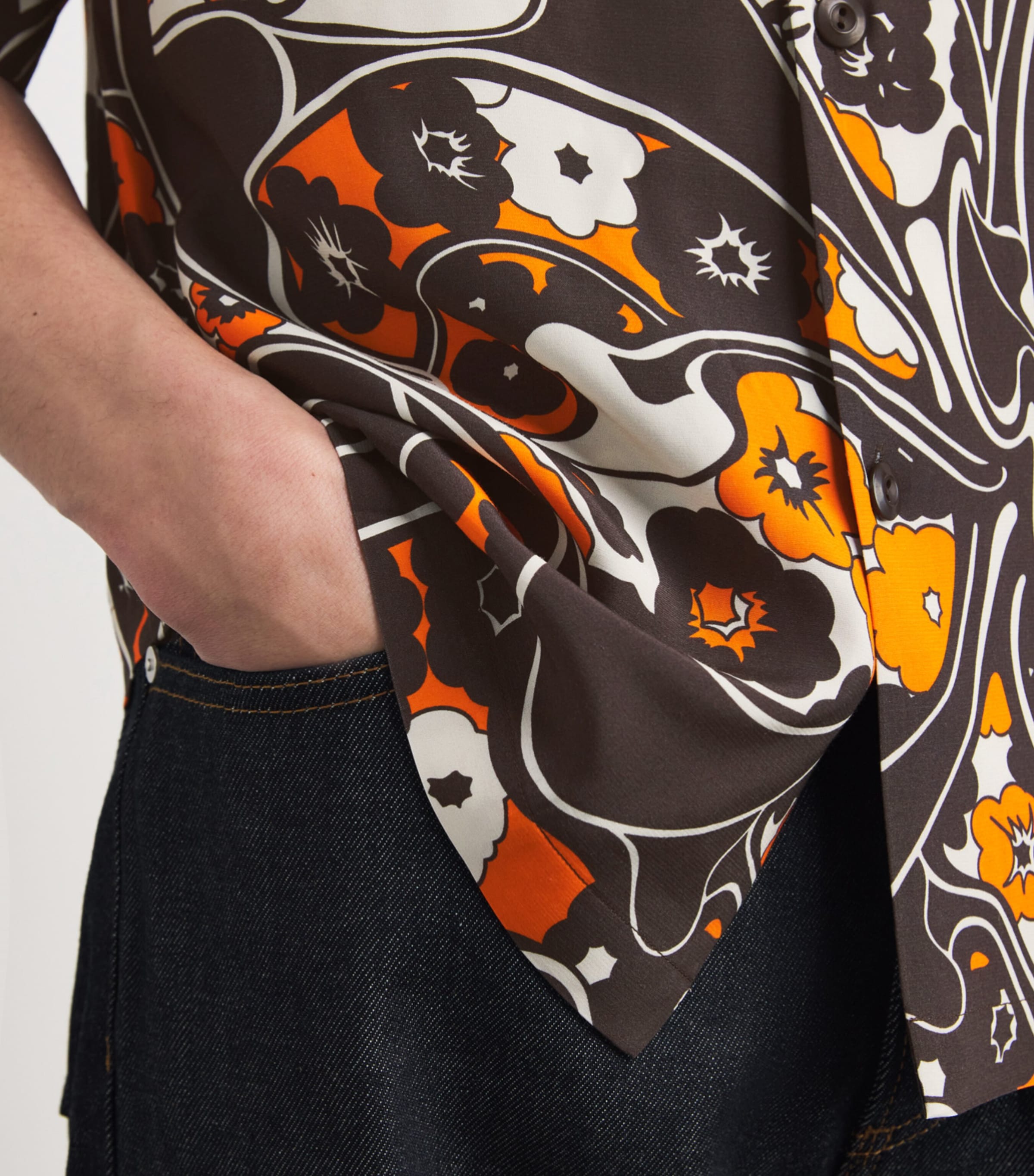 Short-Sleeve Floral Shirt BLACK BROWN Image 6