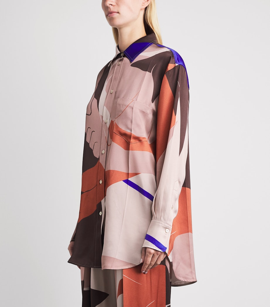 Victoria Beckham Womens Abstract Earth Print Remi Shirt Abstract Earth Beige Image 4