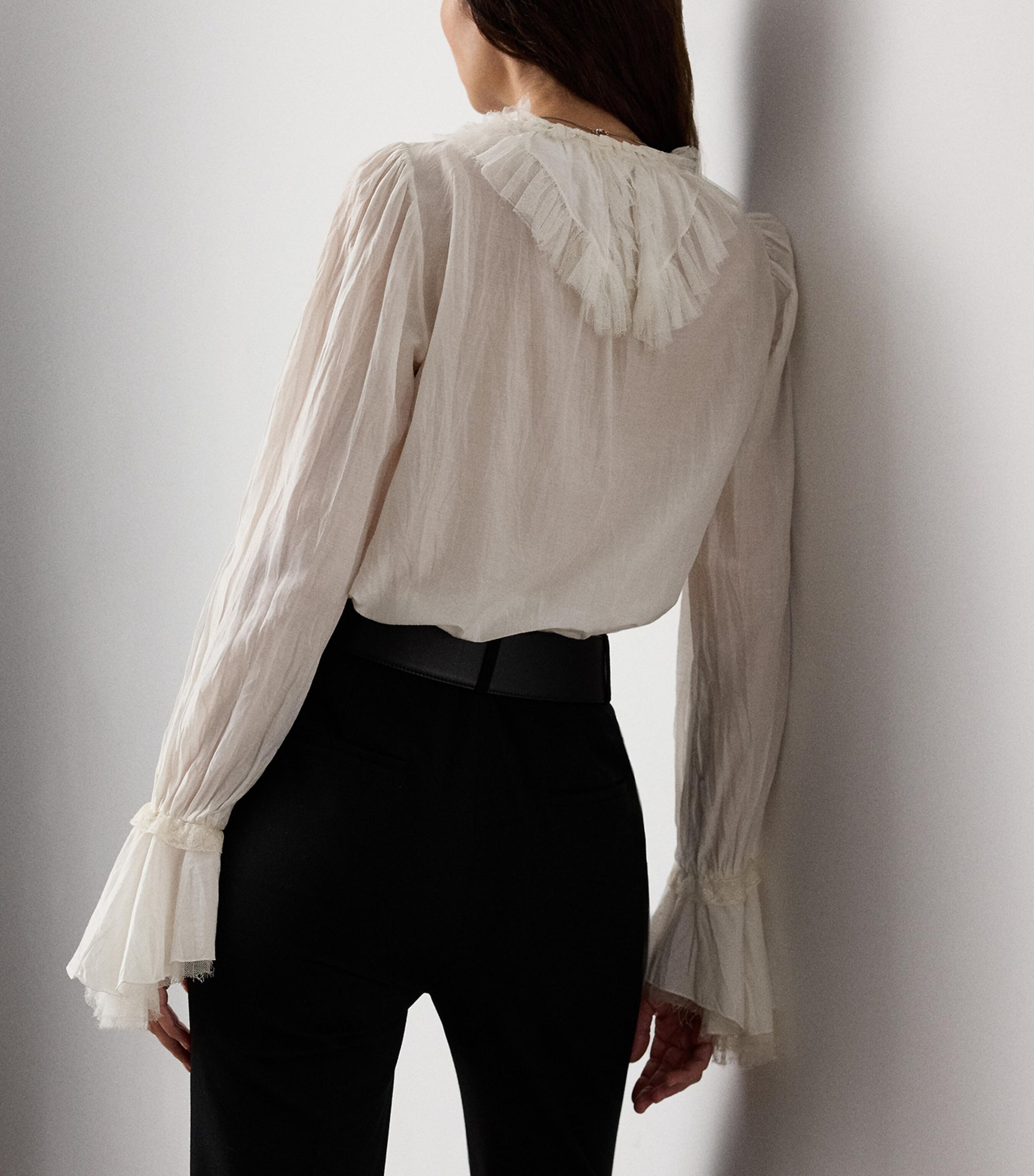 Ralph Lauren Collection Womens Cotton-Silk Kensley Blouse Cream Image 3