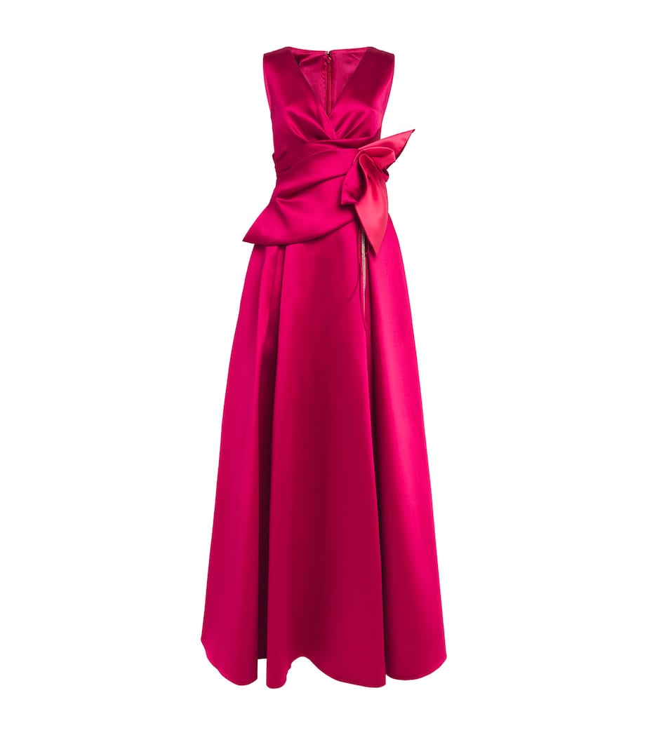 Talbot Runhof Womens Floral Tie-Waist Gown Begonia Image 1