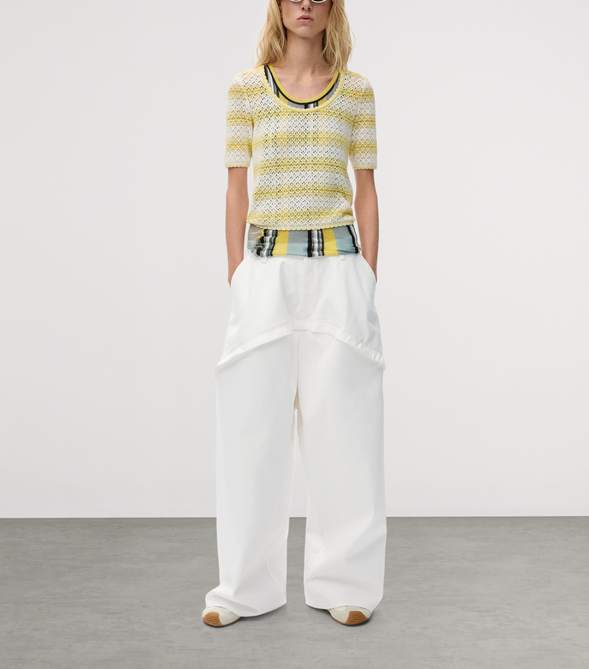 LOEWE Womens x Paula's Ibiza Cotton Panelled Trousers White Image 2
