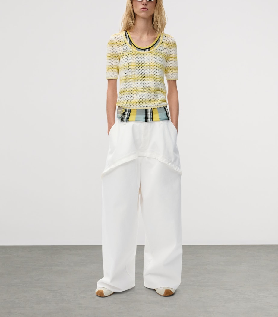 LOEWE Womens x Paula's Ibiza Cotton Panelled Trousers White Image 2