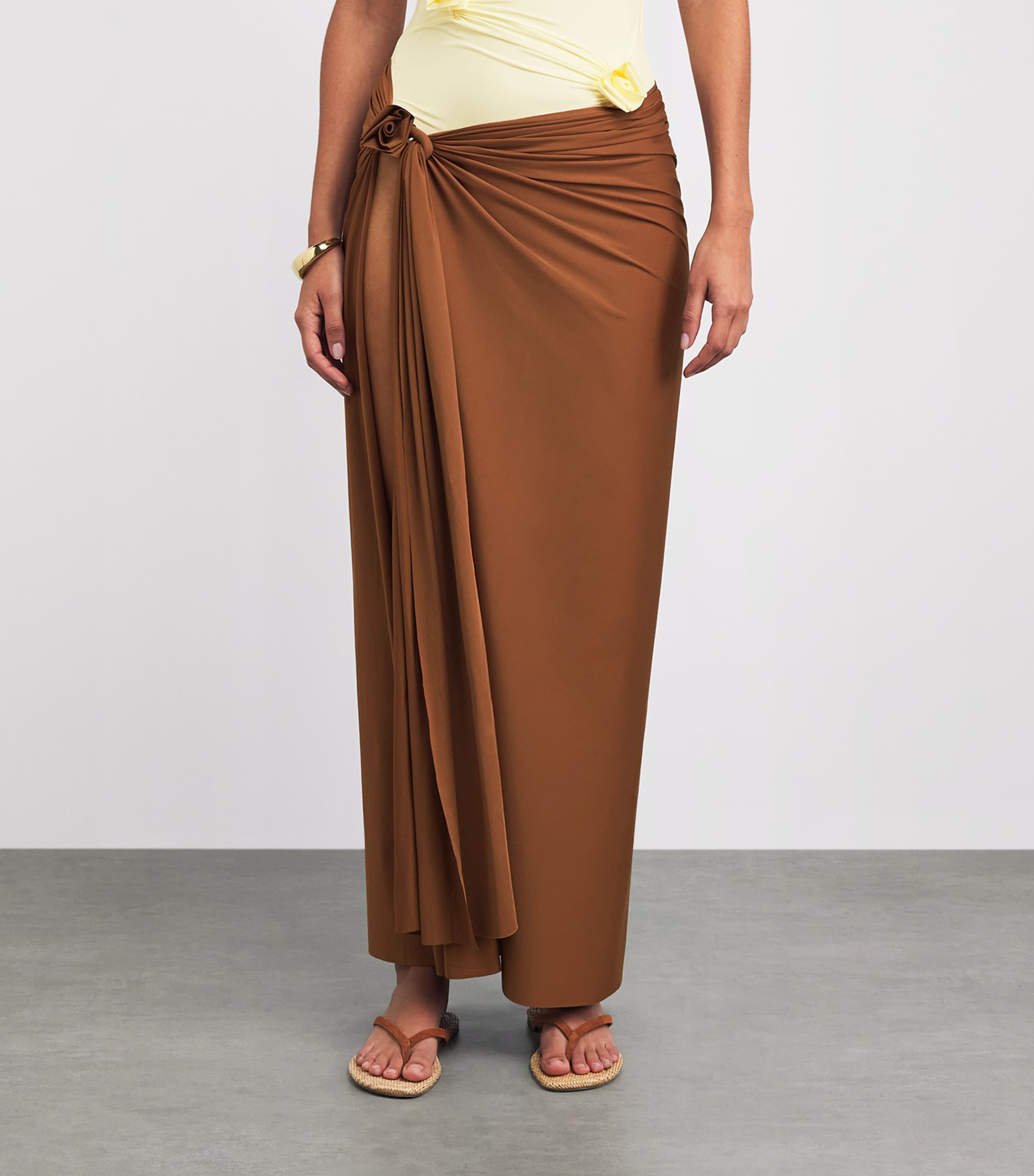 Maygel Coronel Womens Capella Pareo Maxi Skirt Cocoa Brown Image 4