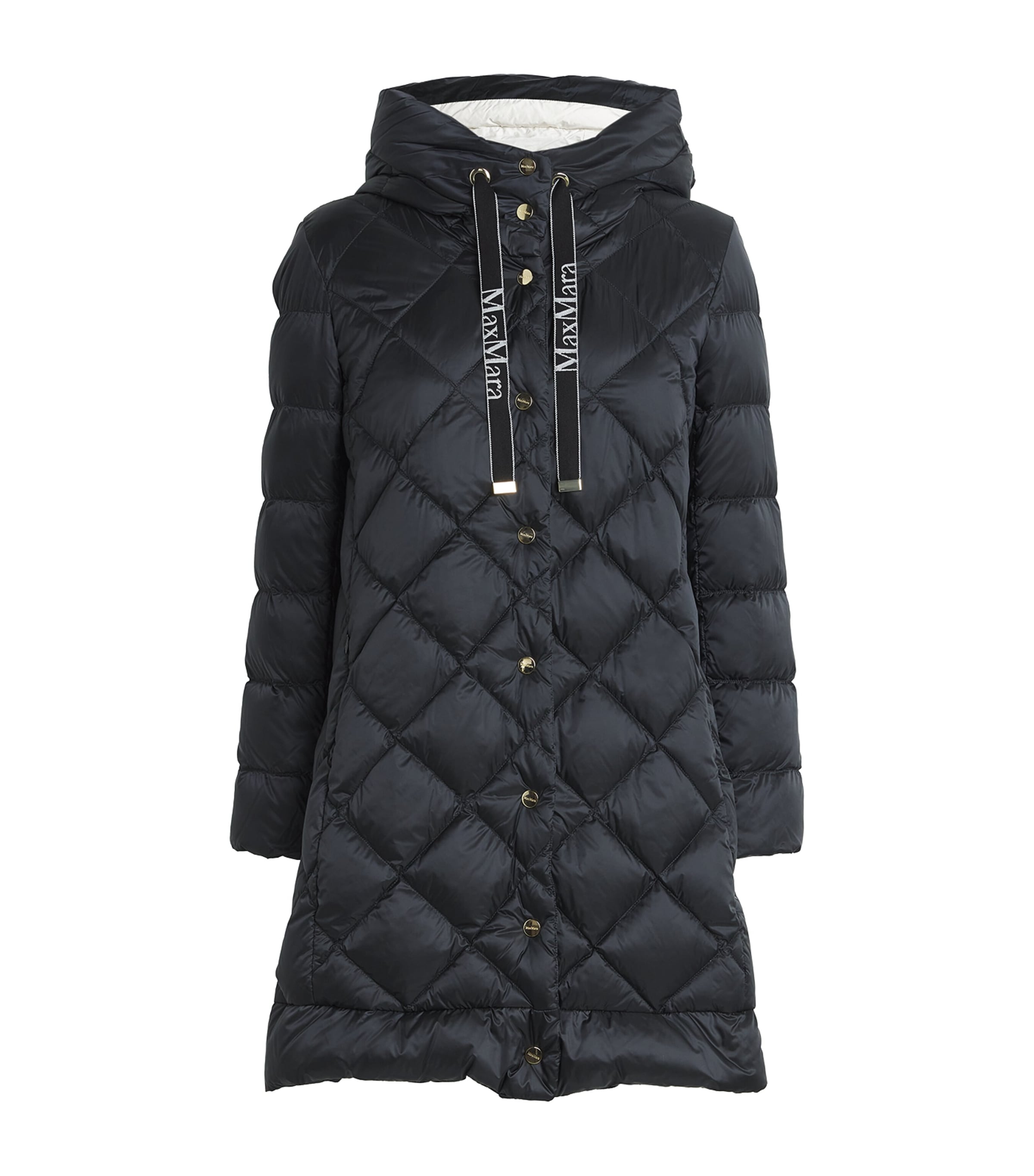 Max Mara Down Longline Puffer Coat In Black