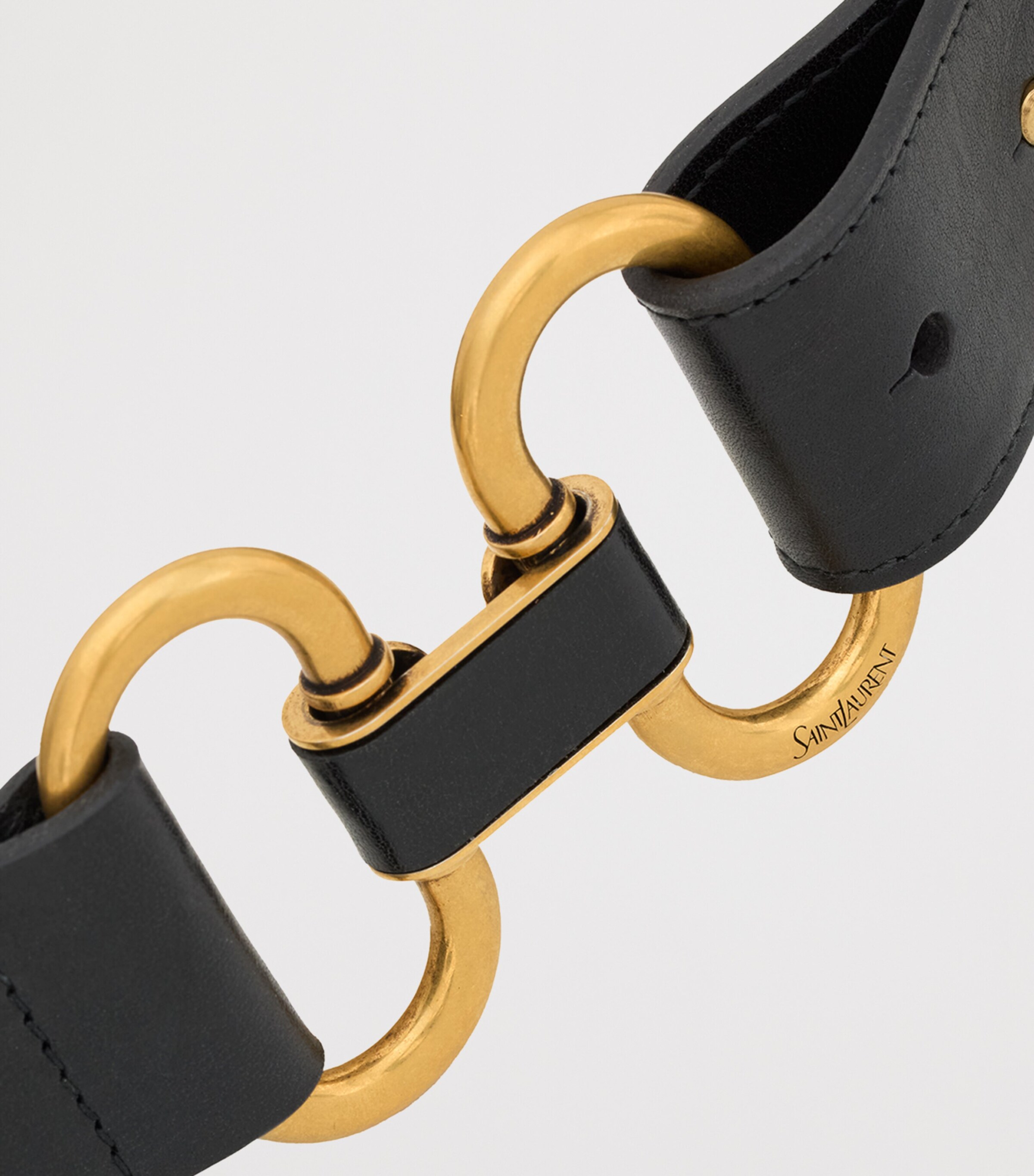 Saint Laurent Leather Double Ring Belt Image 3