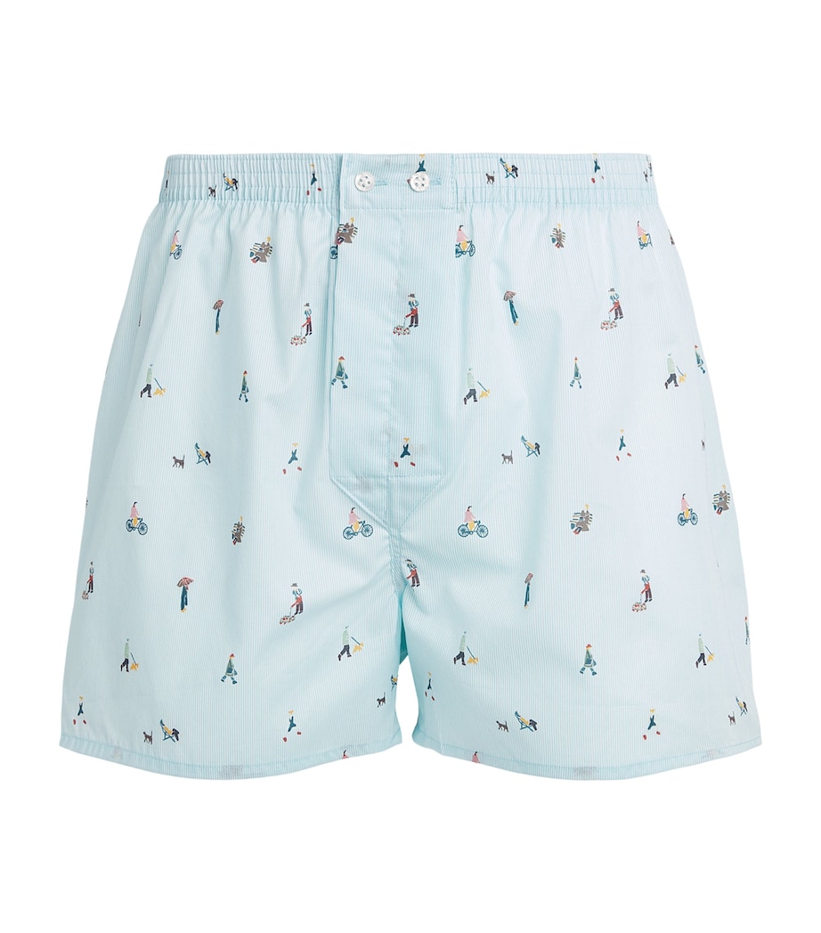 Derek Rose Mens Cotton Printed Ledbury Boxer Shorts Blu Image 1