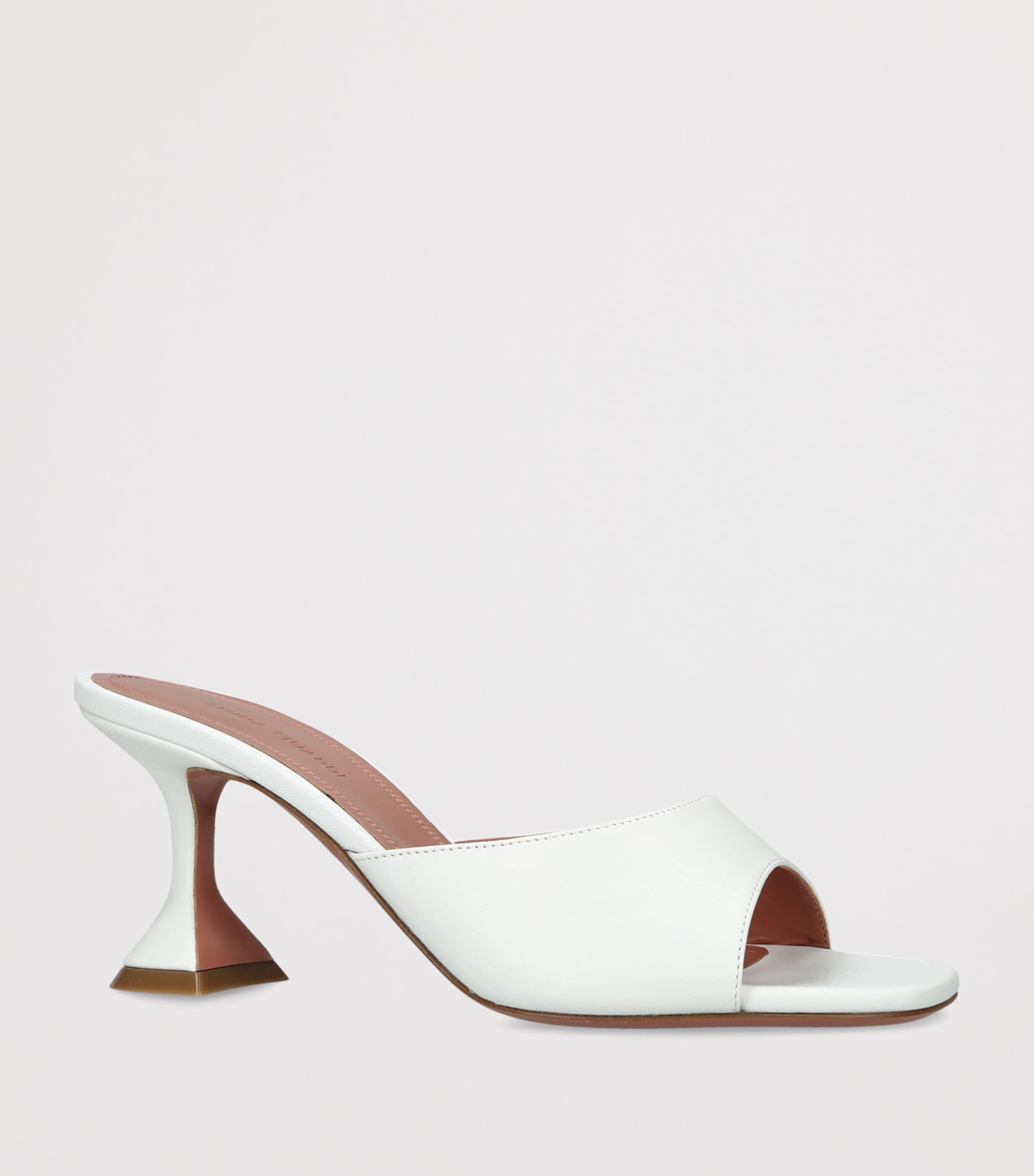Amina Muaddi Leather Lupita Heeled Mules 70 White Image 2