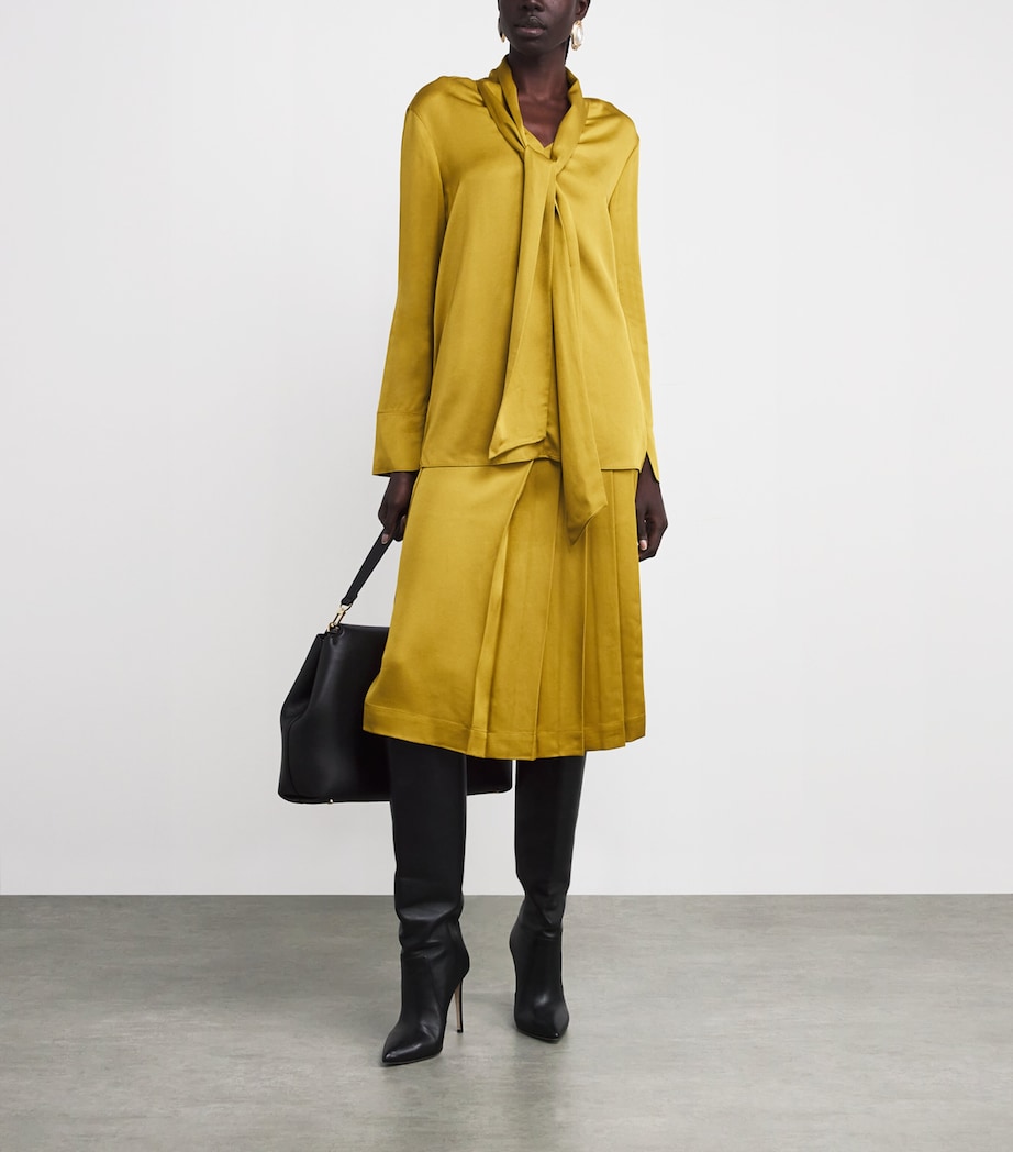 Crepe Jeanne Pleated Mini Skirt AMBER Image 2