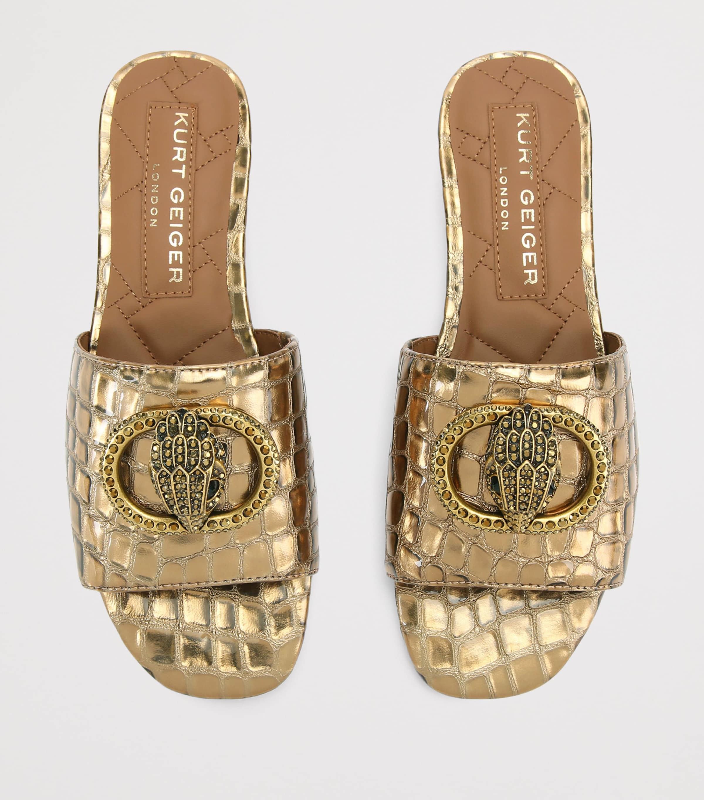 Leather Chelsea Flat Sandals GOLD Image 4