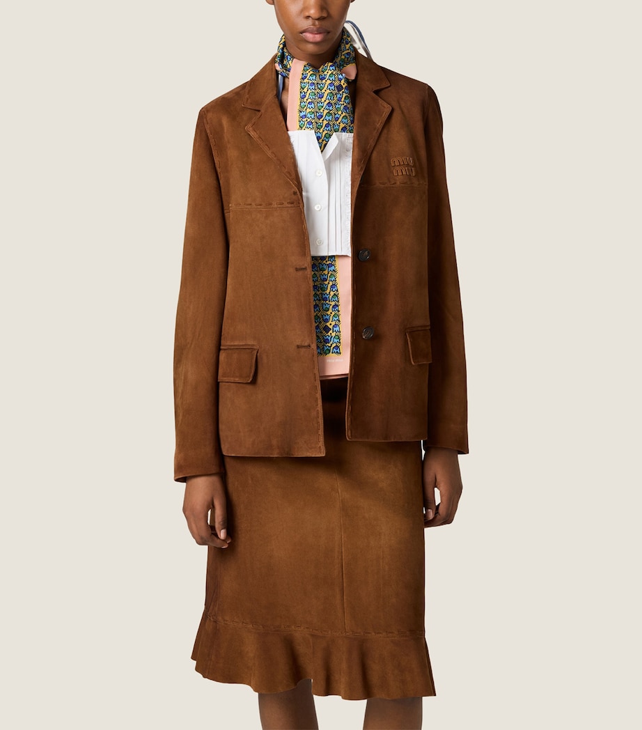 Miu Miu Womens Suede Jacket Brown Image 5