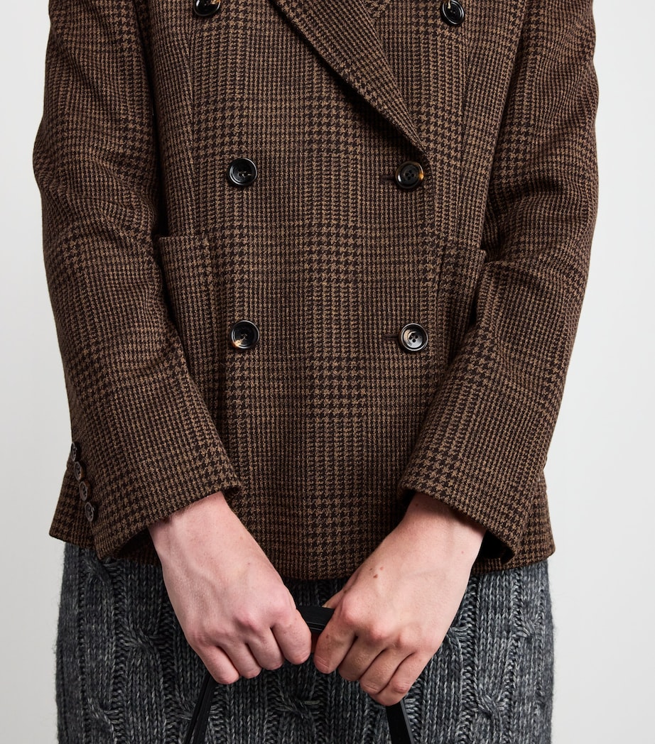 Cotton-Blend Houndstooth Blazer CHOCOLATE Image 6