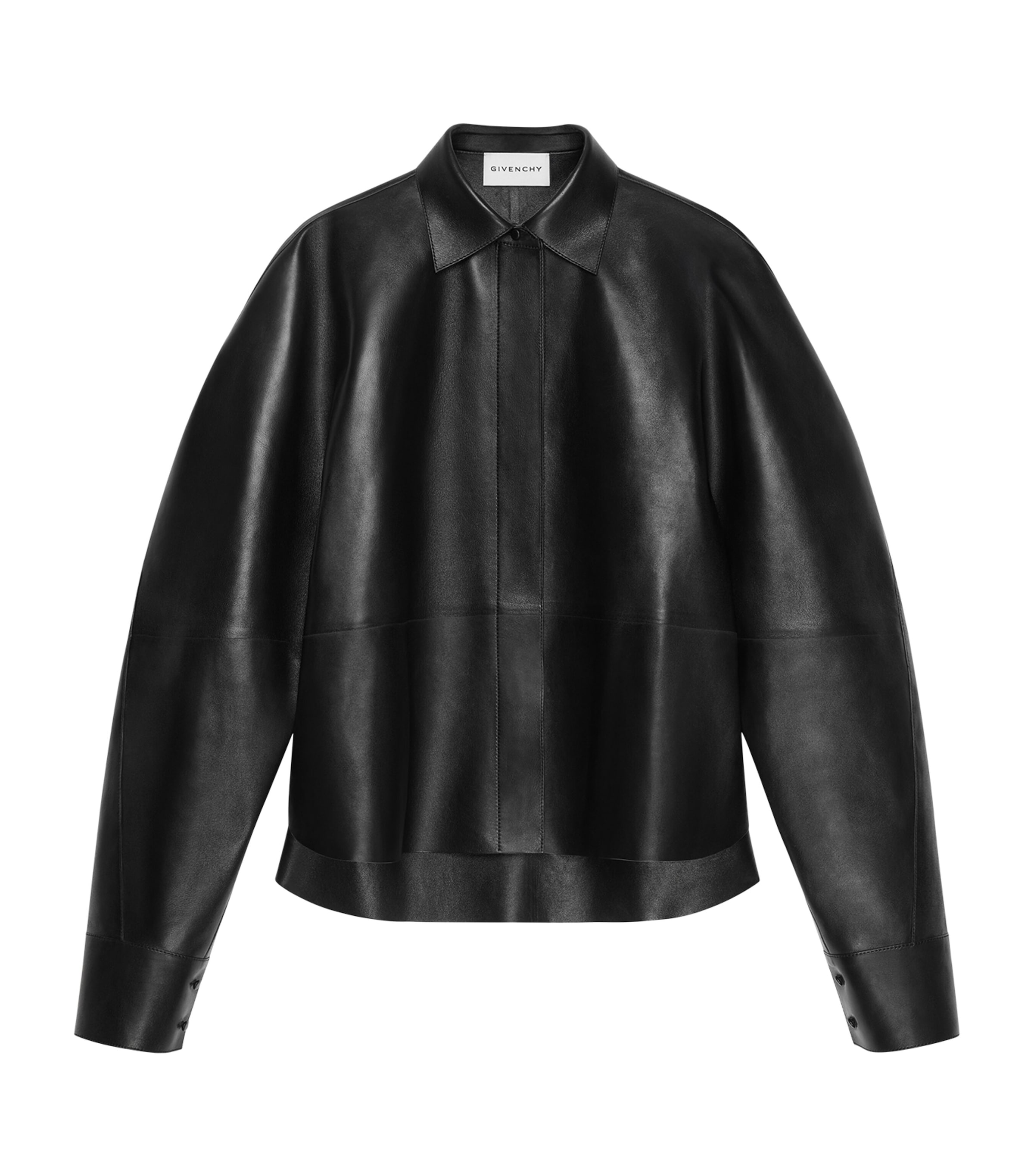 Givenchy Womens Cocoon Leather Shirt Black Image 1