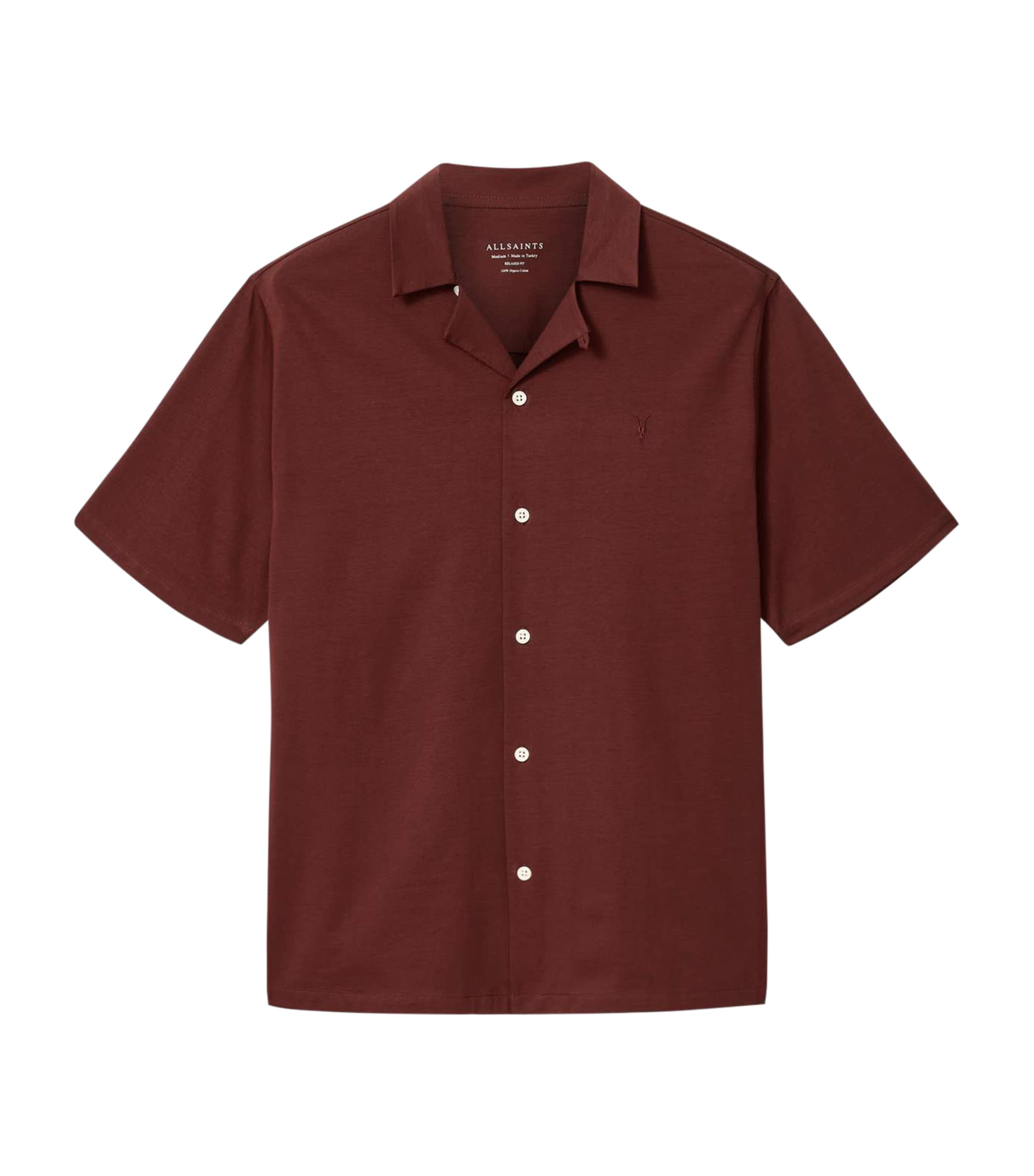 AllSaints Mens Organic Cotton Hudson Shirt Burnt Red Image 1