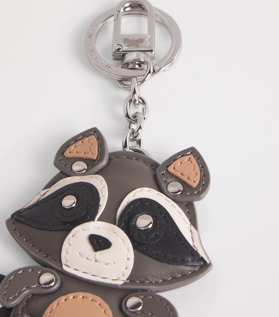 Leather Raccoon Key Ring MEDIUM GREY Image 2