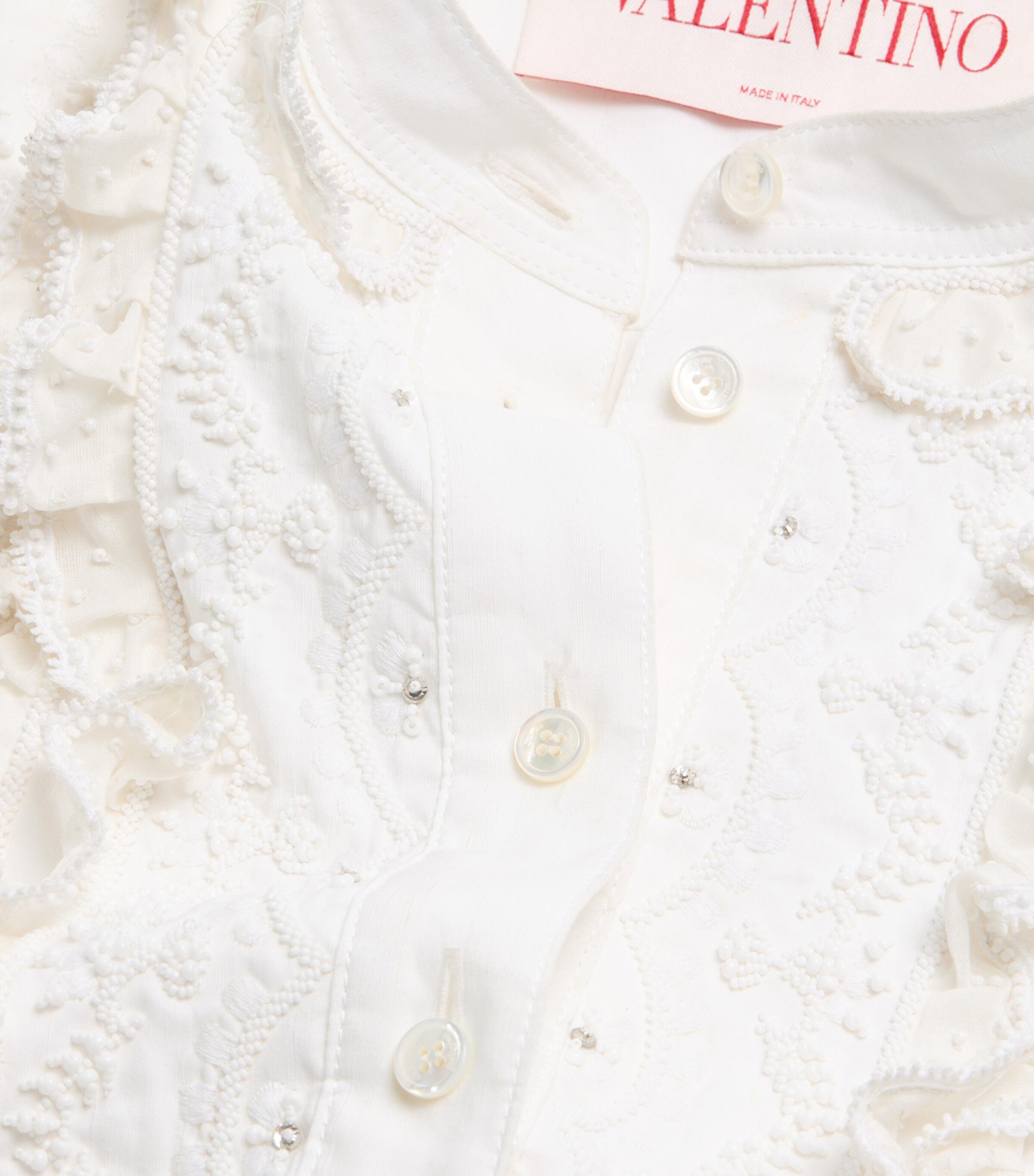 Valentino Womens Cotton-Silk-Blend Ruffled Shirt Image 9