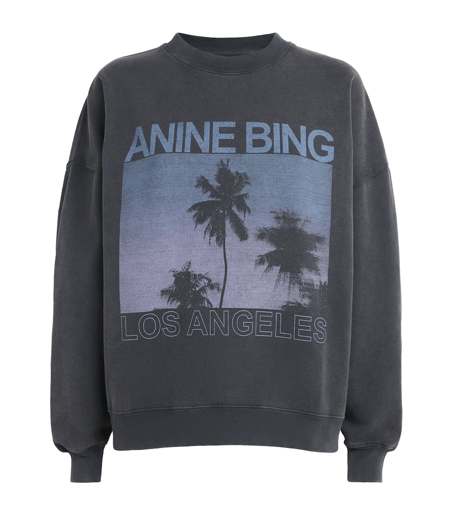 ANINE BING Womens Cotton Miles Sweatshirt Washed Grey Image 1