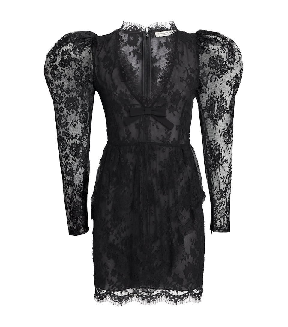 Lace Bow-Detail Mini Dress