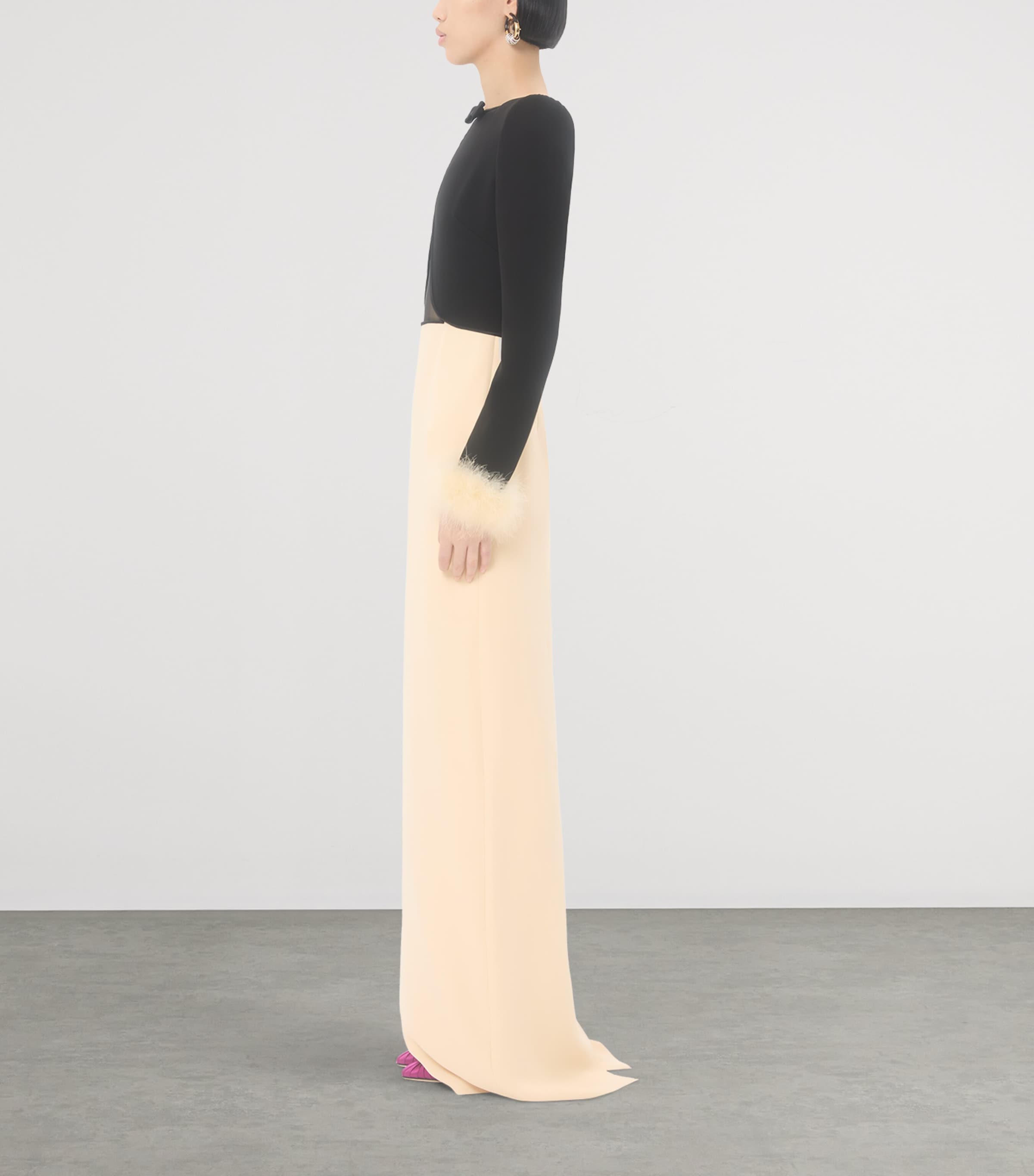 Silk Feather-Trim Gown TB1 Image 3