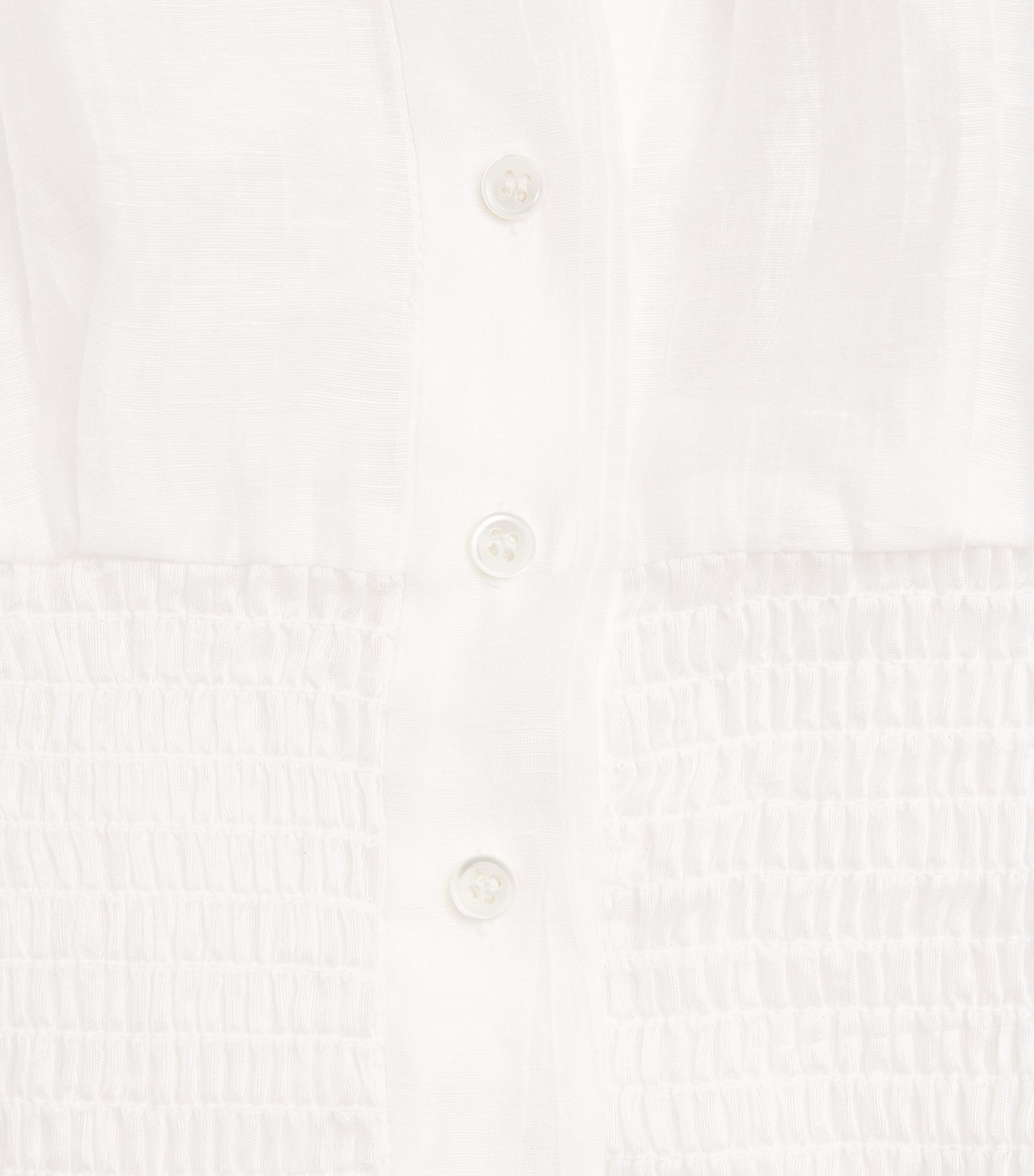 Sandro Paris Womens Linen-Blend Smocked Shirt White Image 6