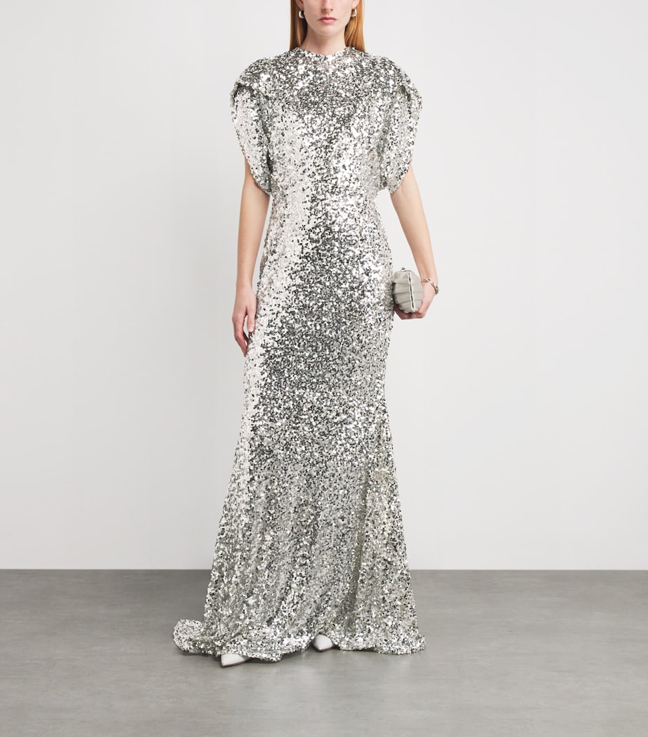 Sequin Hulot Gown IVORY SILVER Image 2