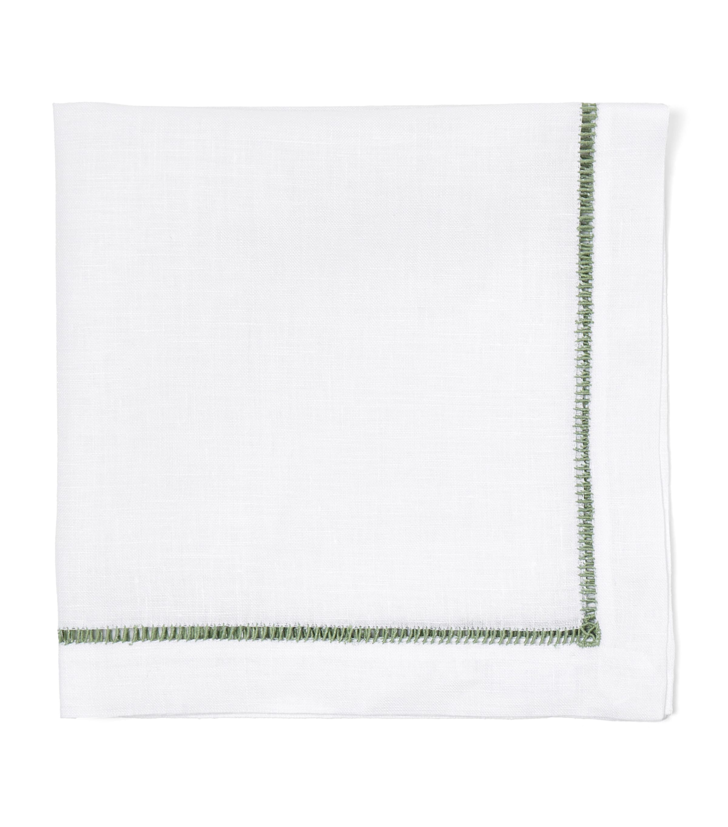 Linen Ladder Napkin (50cm x 50cm) WHITE / CELADON Image 1