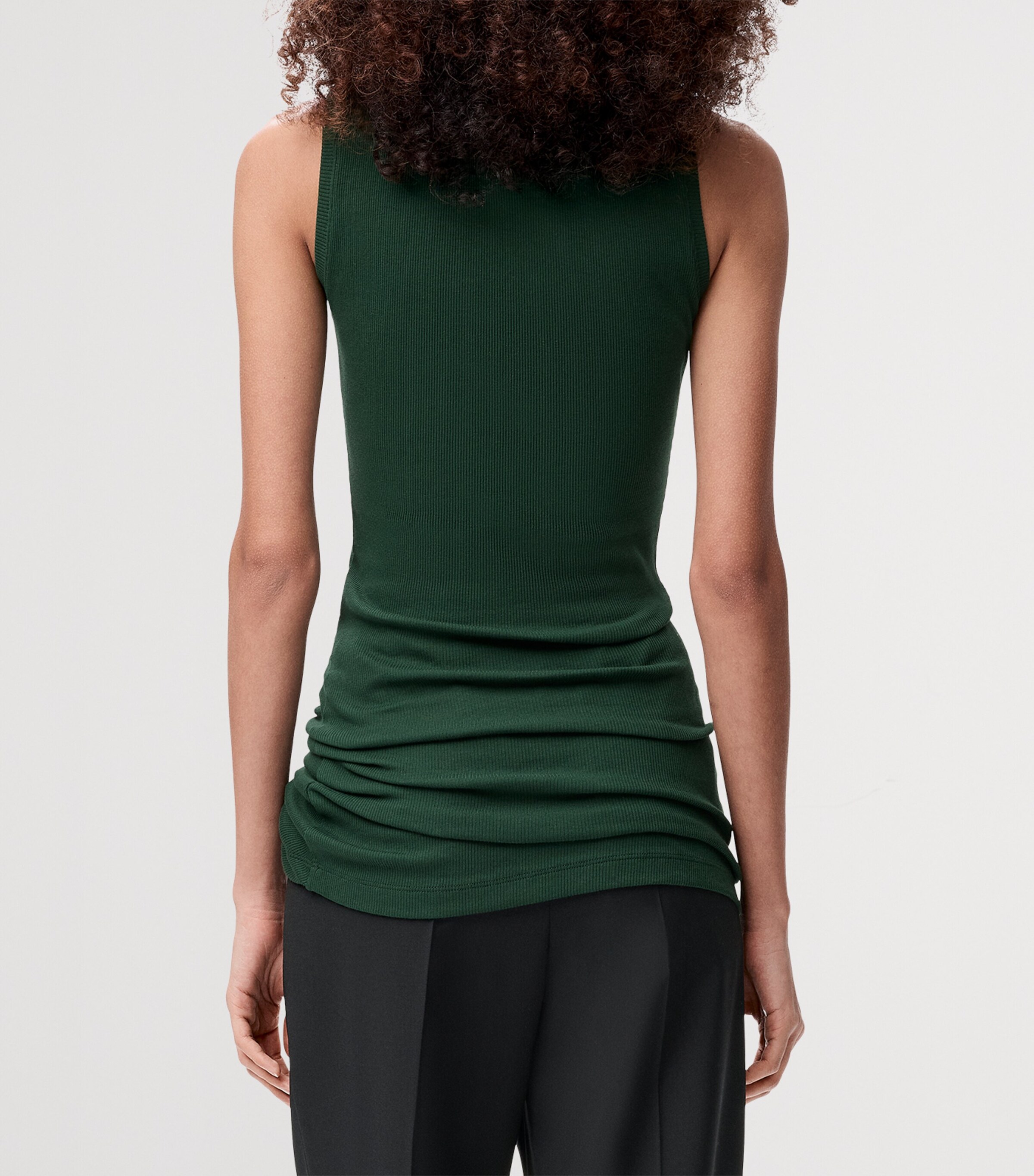 Cotton Draped Tank Top DARK GREEN Image 4