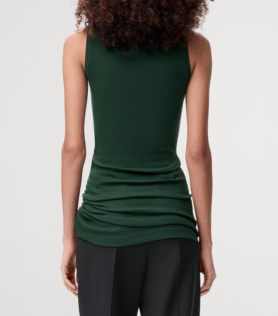 Cotton Draped Tank Top DARK GREEN Image 4