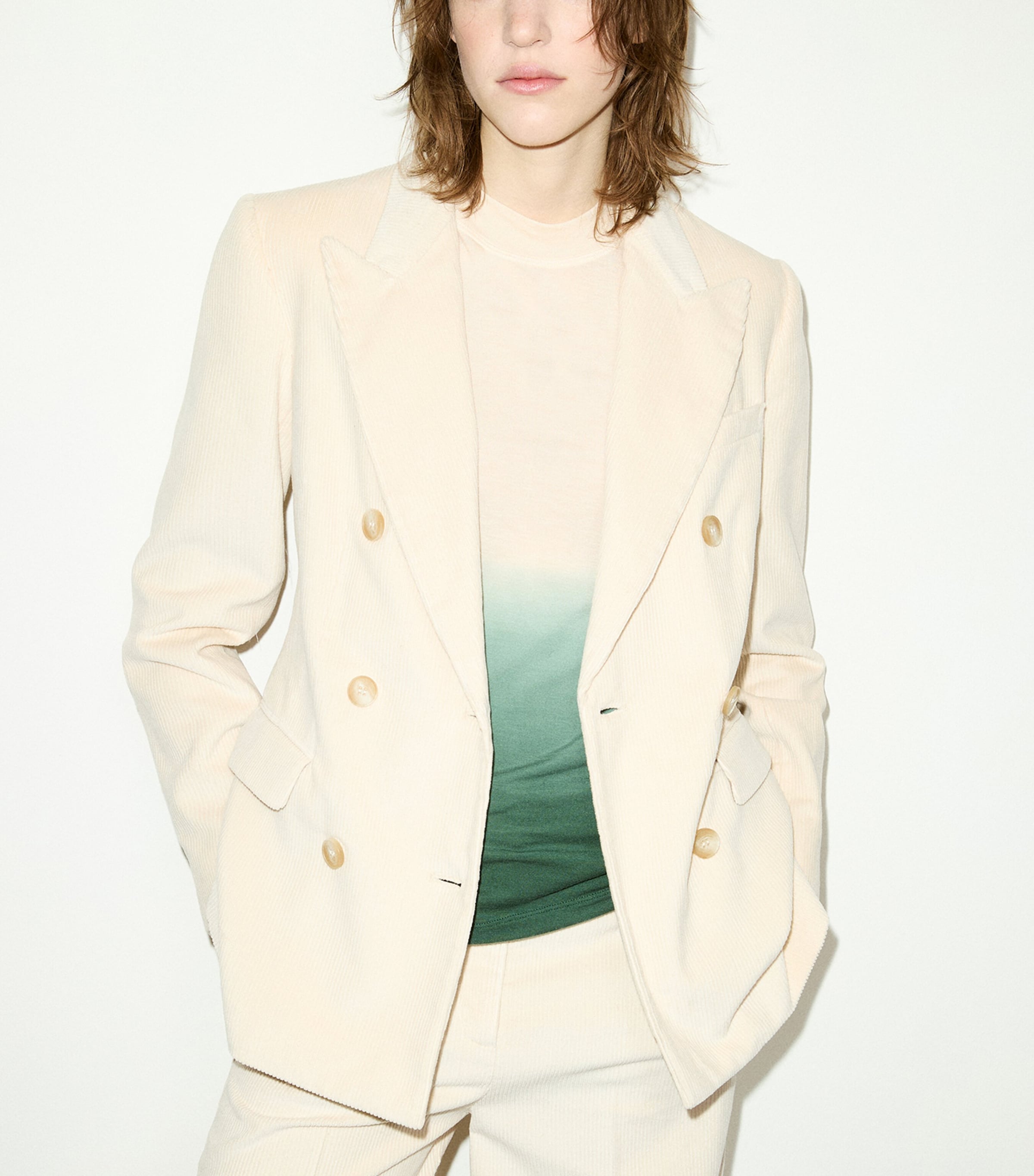 MAX&Co. Womens Corduroy Blazer Milk Image 3