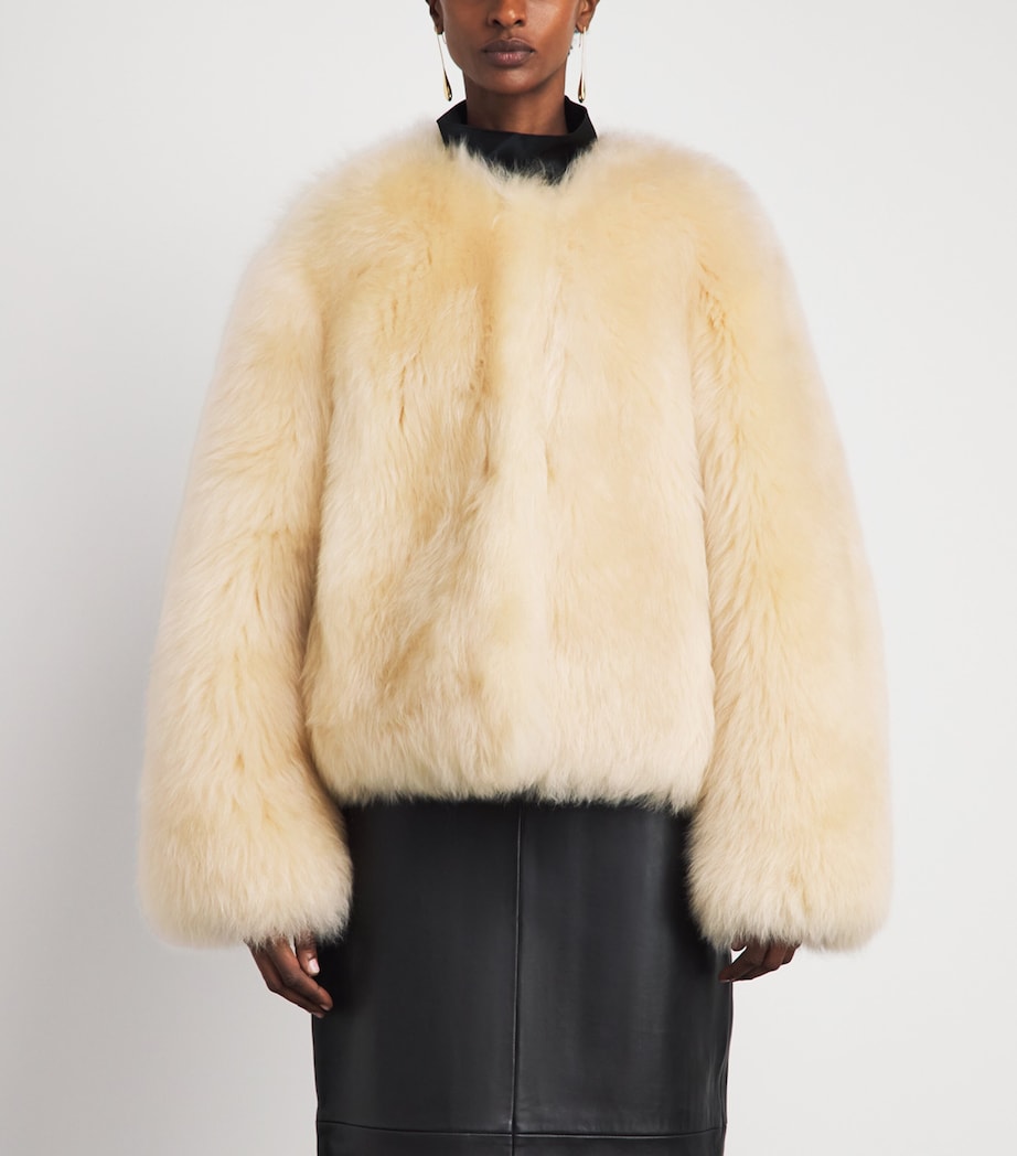 CHAROUX Womens Shearling Calin Coat Warm Cream Image 4