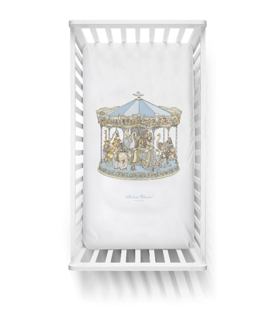 Cotton Carousel Fitted Sheet BLUE Image 1