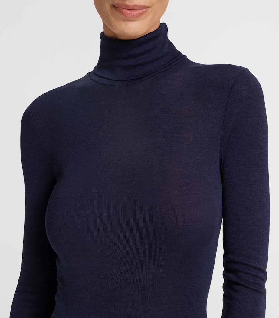 Woolen Silk Roll-Neck Top NIGHT BLUE Image 6
