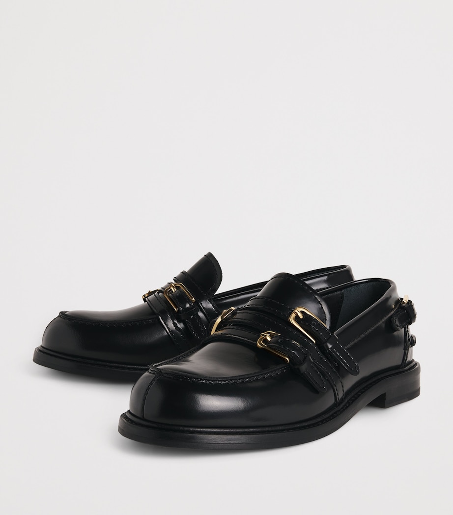 Sandro Paris Leather Buckled Loafers Black Image 3