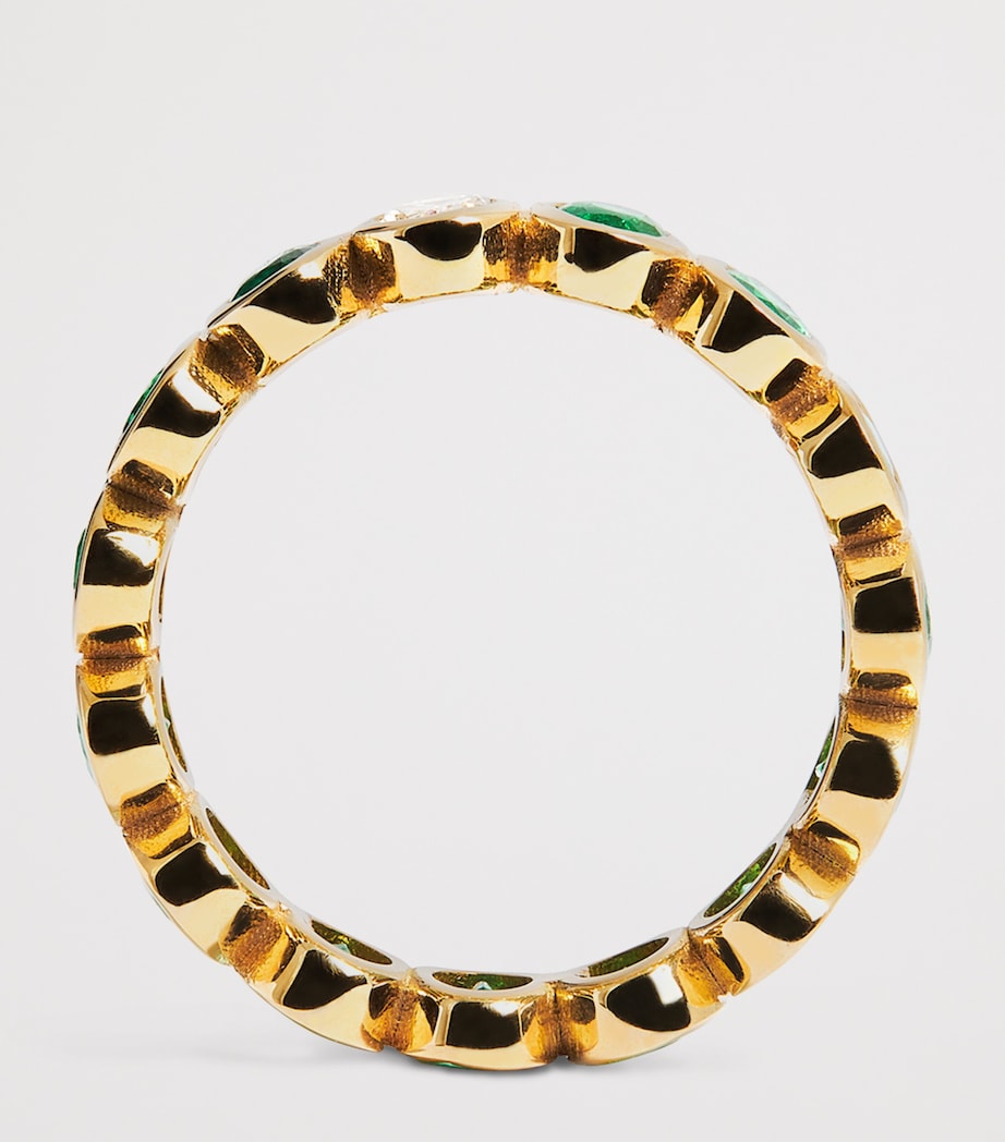 Yellow Gold, Diamond and Emerald Eternity Ring YELLOW GOLD Image 3
