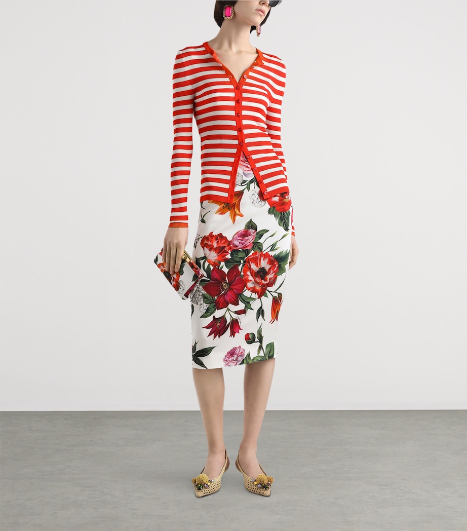 Stripe Cardigan W8266-WHITE/RED Image 2