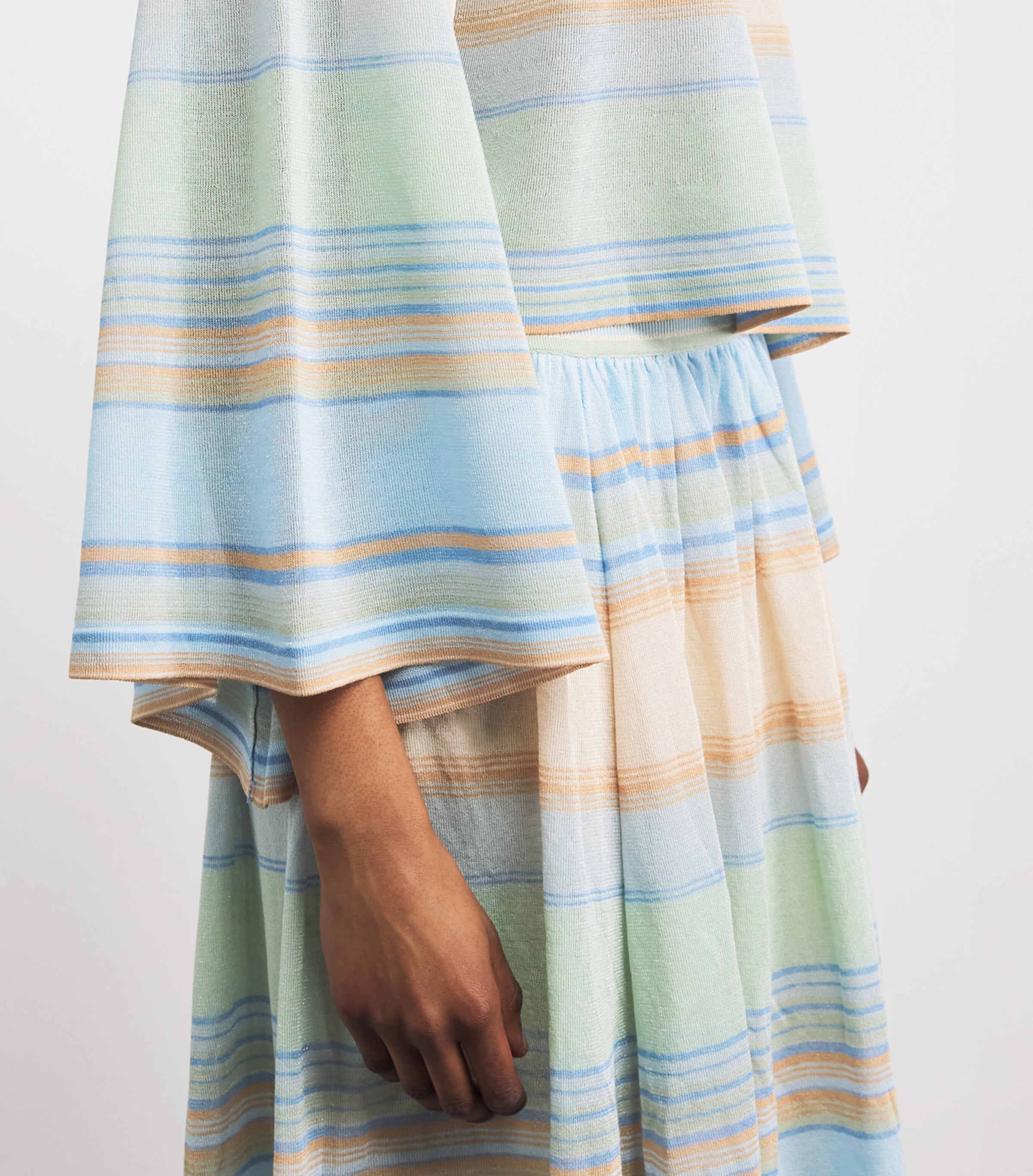 Zimmermann Womens Indra Stripe Bell-Sleeve Top Blue Multi Image 3