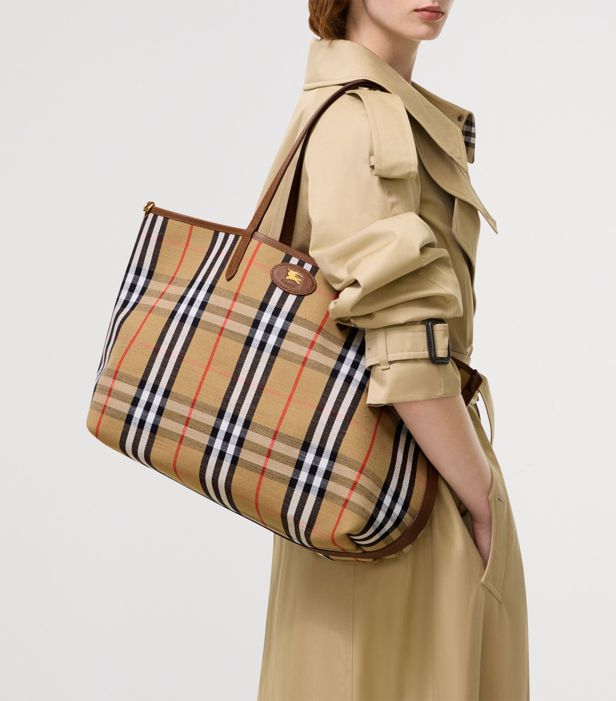 Burberry Medium Suede-Check Reversible Bloomsbury Tote​ Bag Hazel/sand Check Image 2