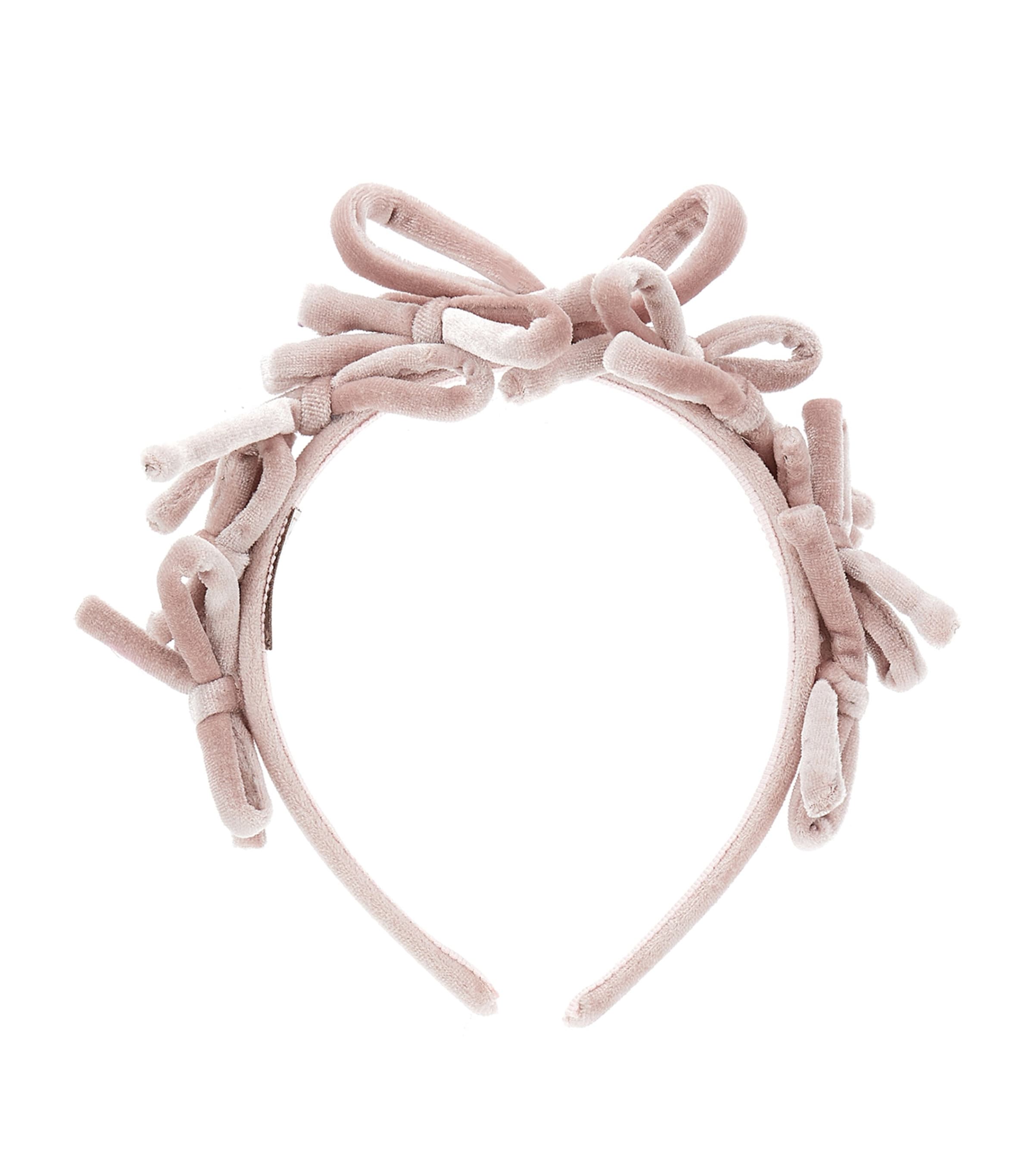 Monnalisa Kids' Velvet Bow Hairband In Gray