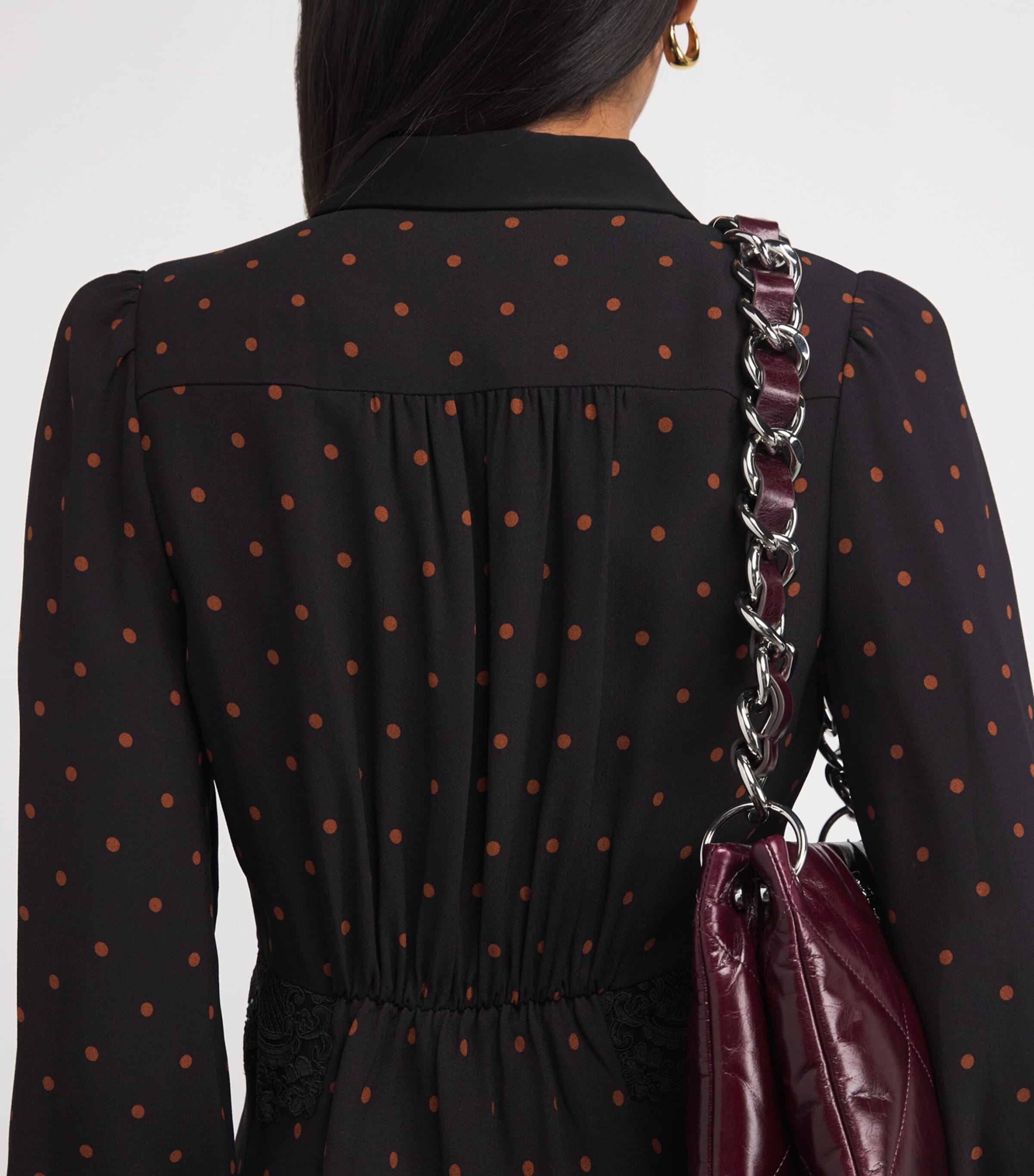 Polka-Dot Lace-Trim Maxi Dress BLACK/CARAMEL Image 6