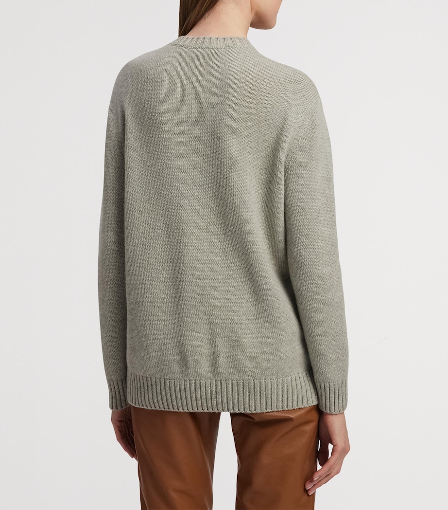 Cashmere Polo Bear Jumper PEARL GREY MELANGE Image 8