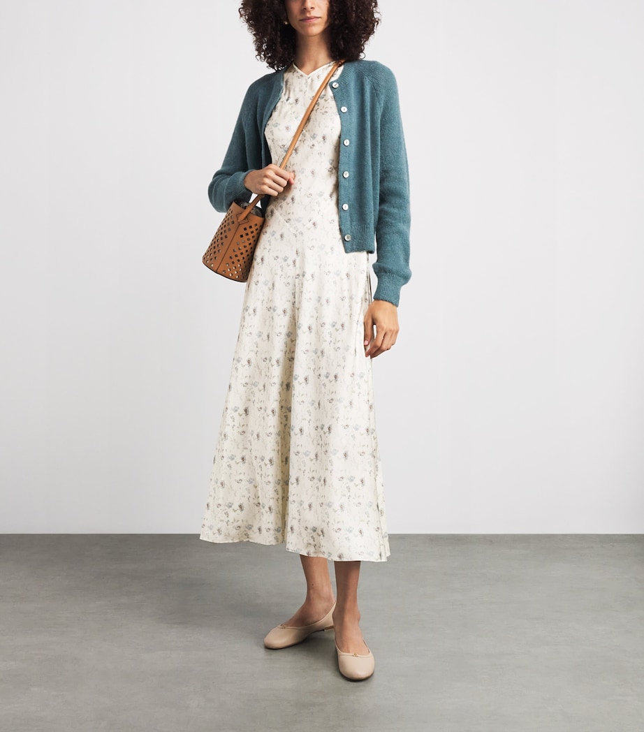 DÔEN Womens Silk Adelana Midi Dress Camellia Bloom Image 2