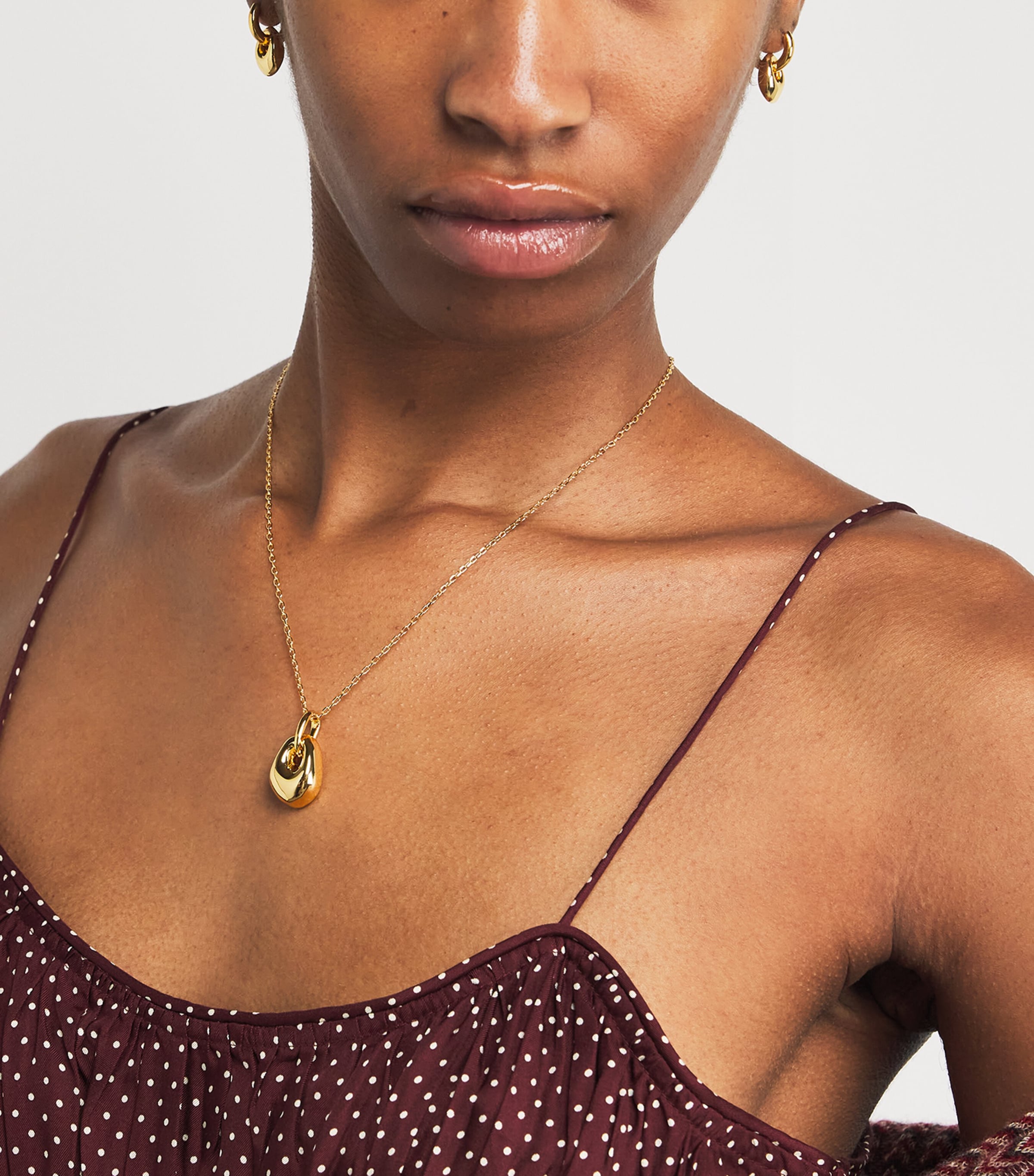 Gold-Plated Pebble Necklace GOLDEN Image 2