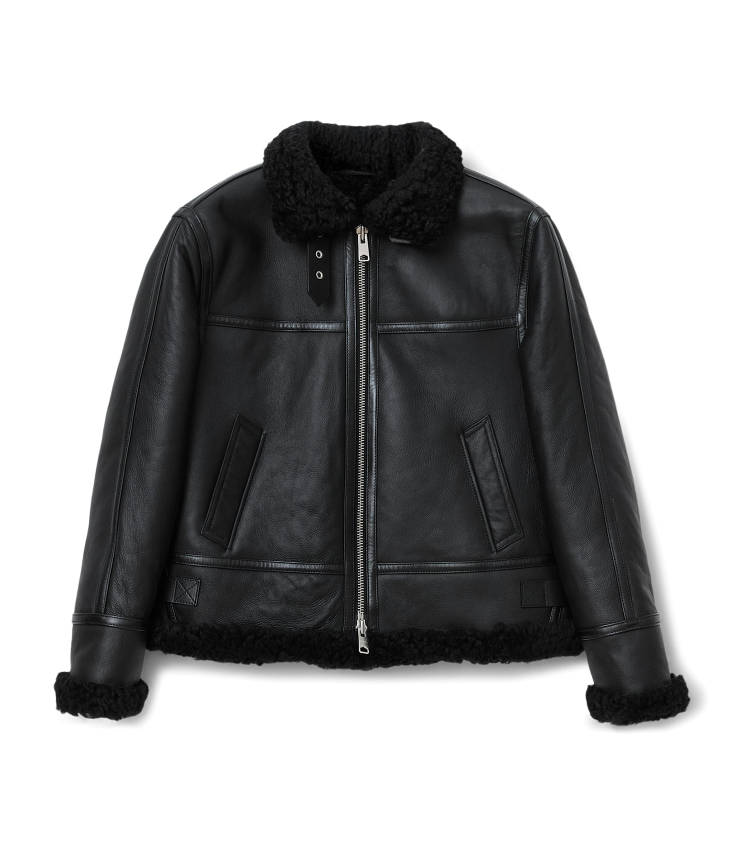 Allsaints Shearling Lorel Flying Jacket In Black