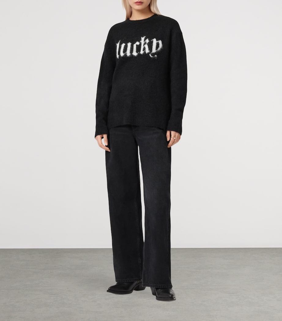 AllSaints Womens Brushed Lucky Sweater Black Image 2