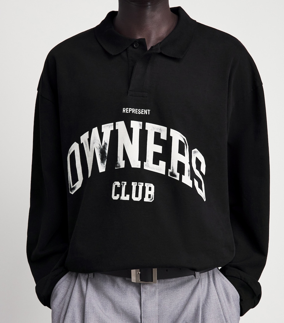 Represent Mens Cotton Owners Club Rugby Shirt Jet Black Image 3