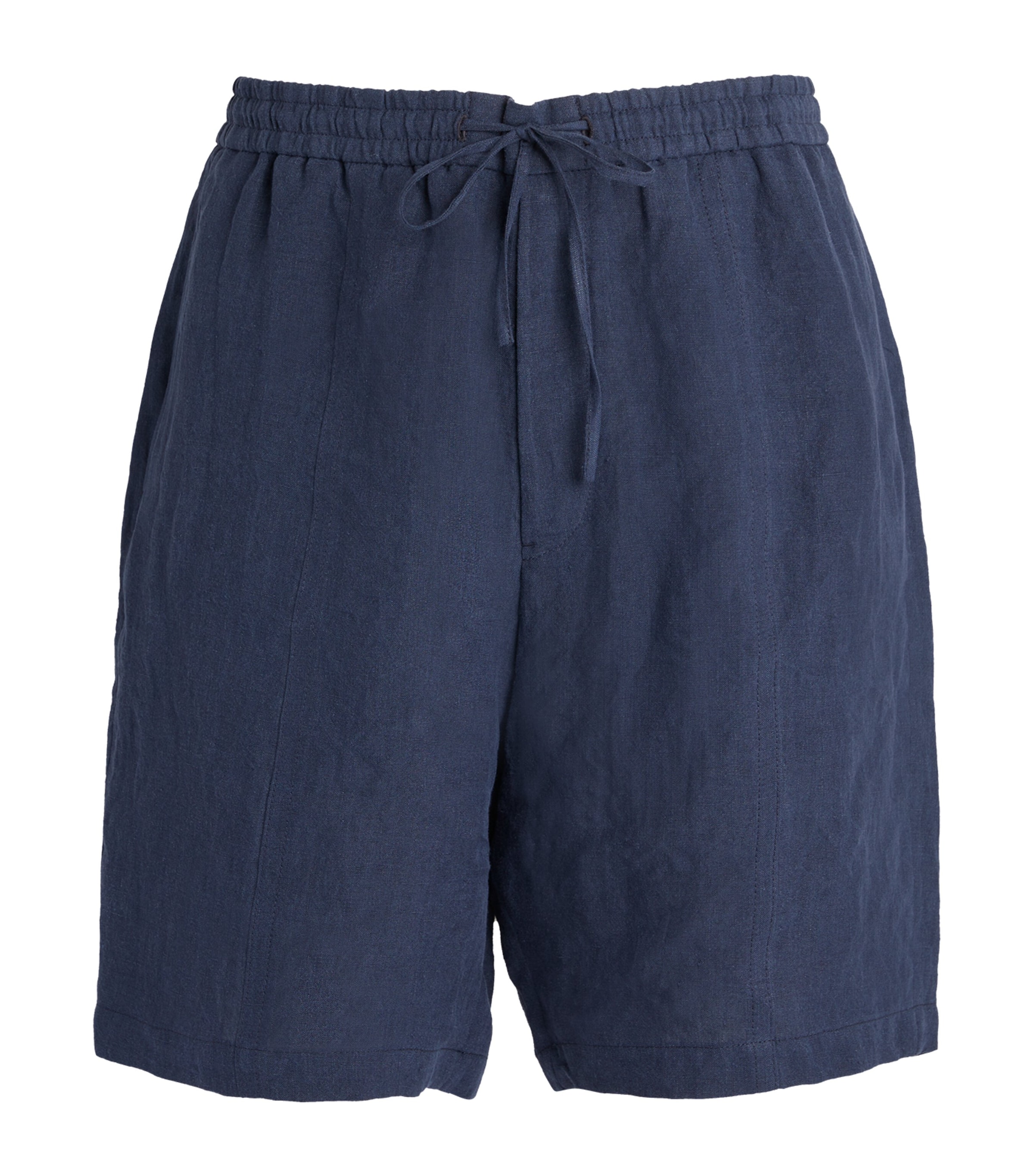 Emporio Armani Linen Shorts In Gray