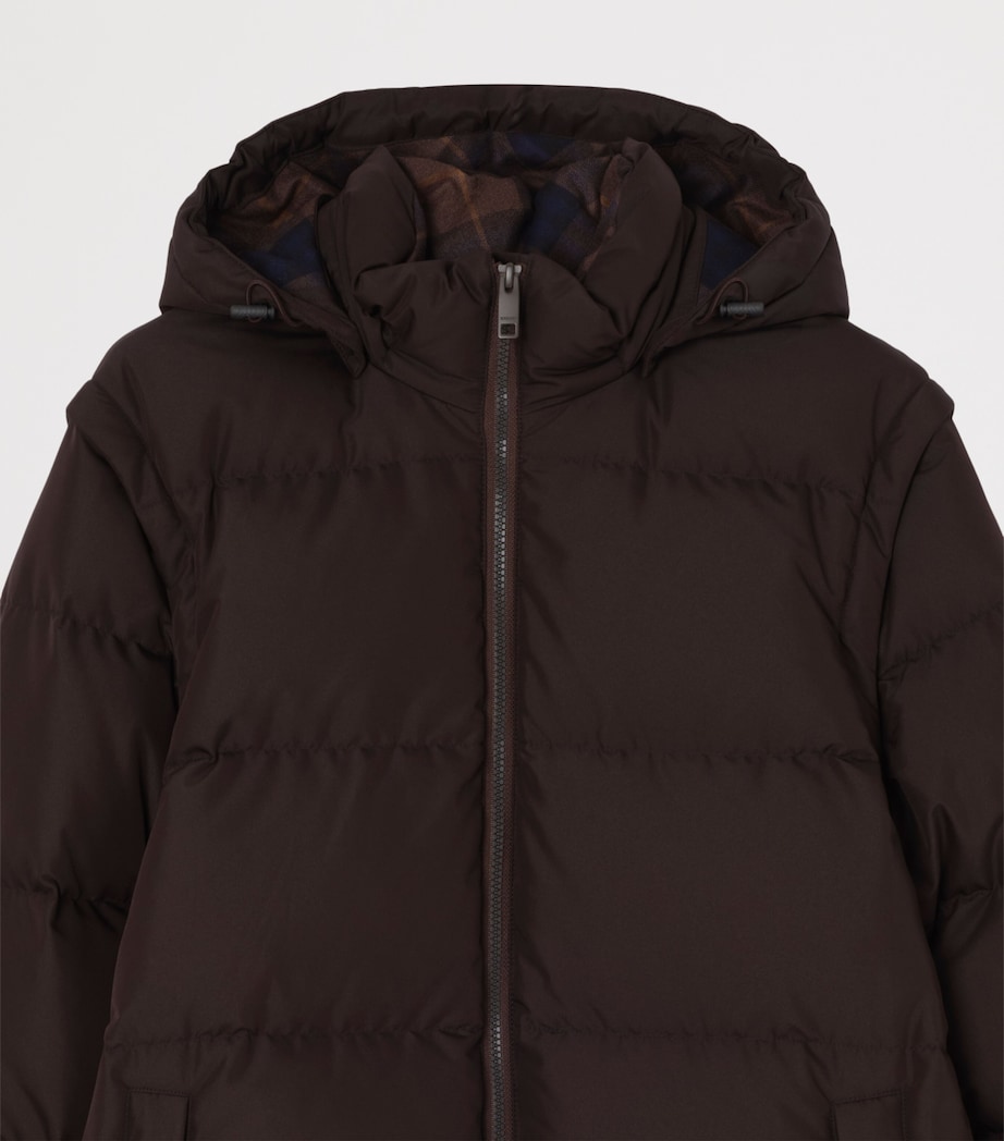 Burberry Mens Detachable-Sleeve Bideford Puffer Jacket Chocolate Brown Image 2
