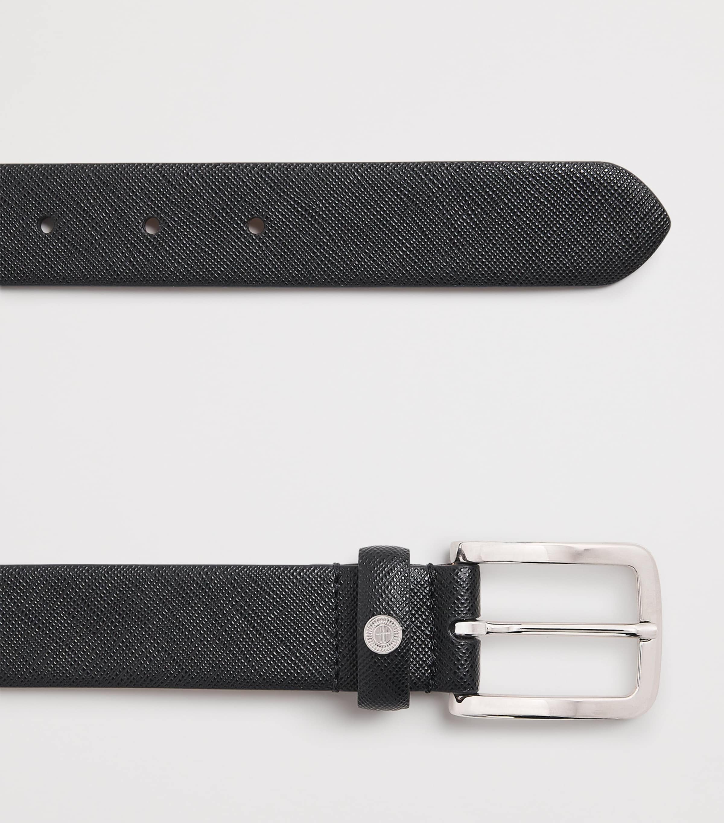 Harrods Saffiano Leather Logo Belt Black Image 4